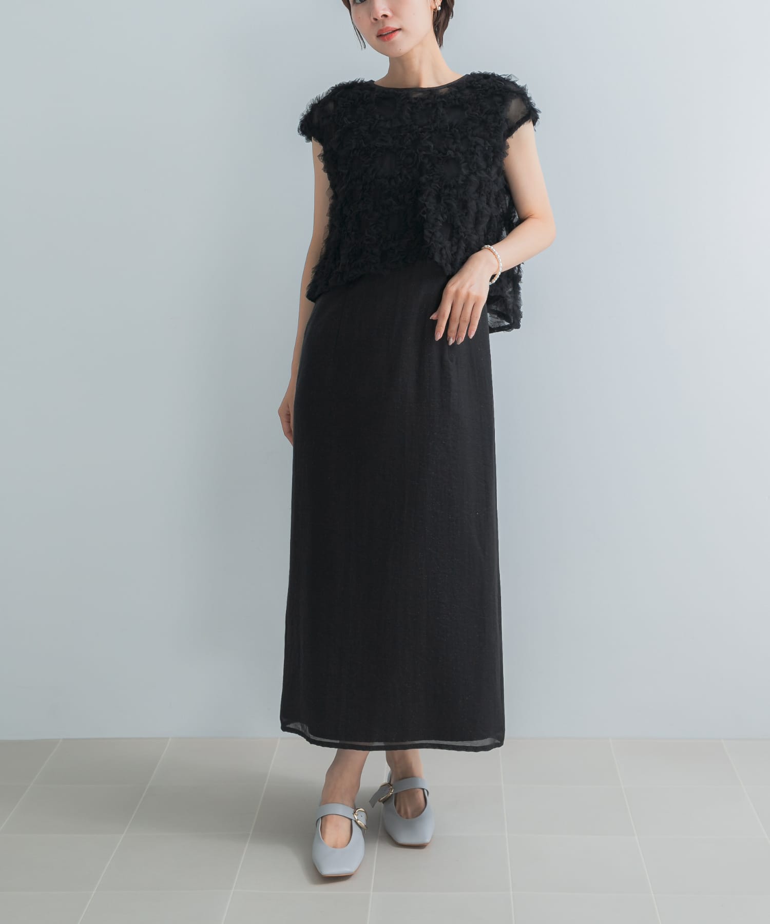 kaene　フラッフィーフラワーコンビドレス