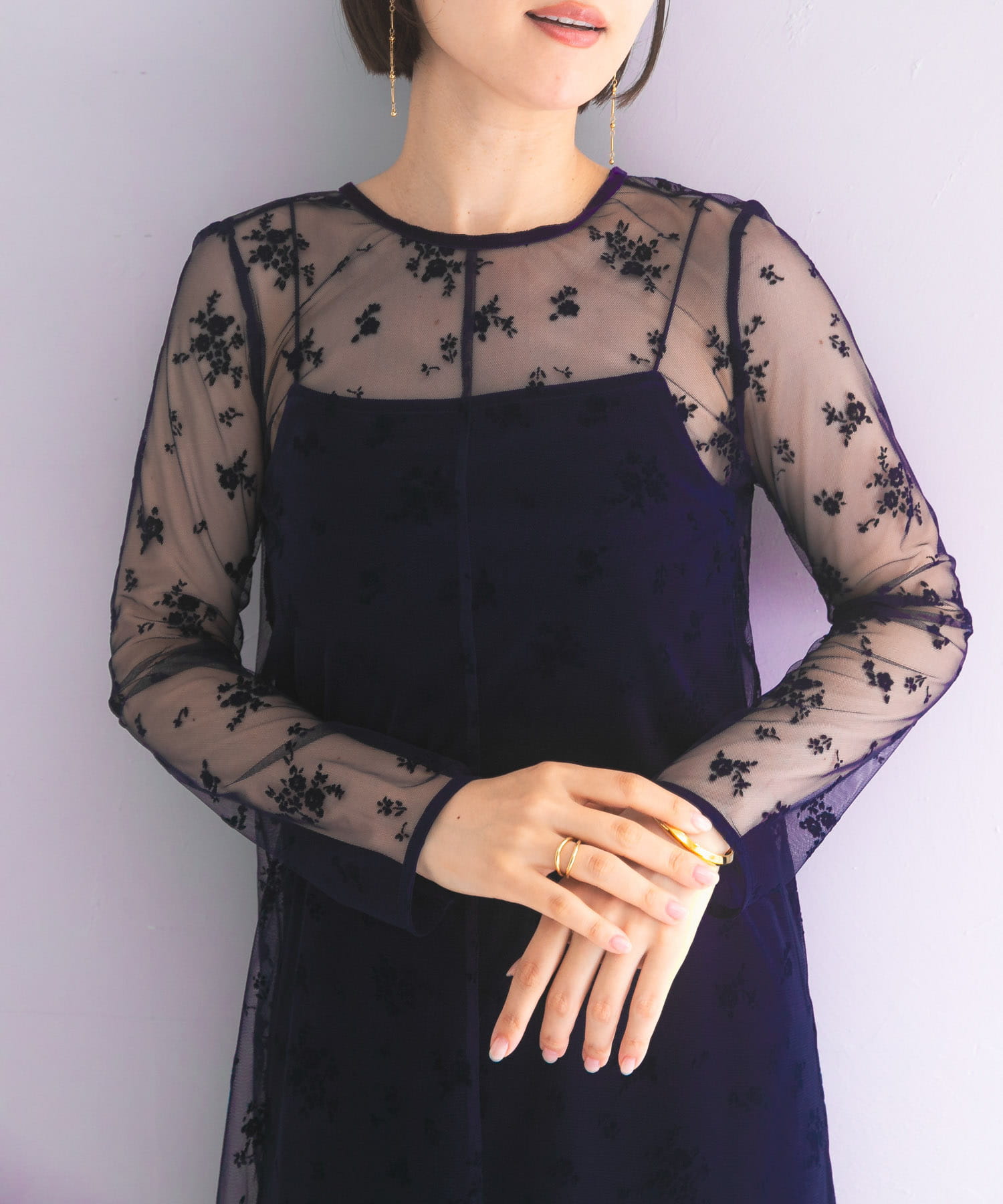 【美品】kaene カエン フロッキーベロア2wayドレス ネイビー 36 kaene フロッキーベロア2WAYドレス(36 NAVY): ドレスライン｜URBAN