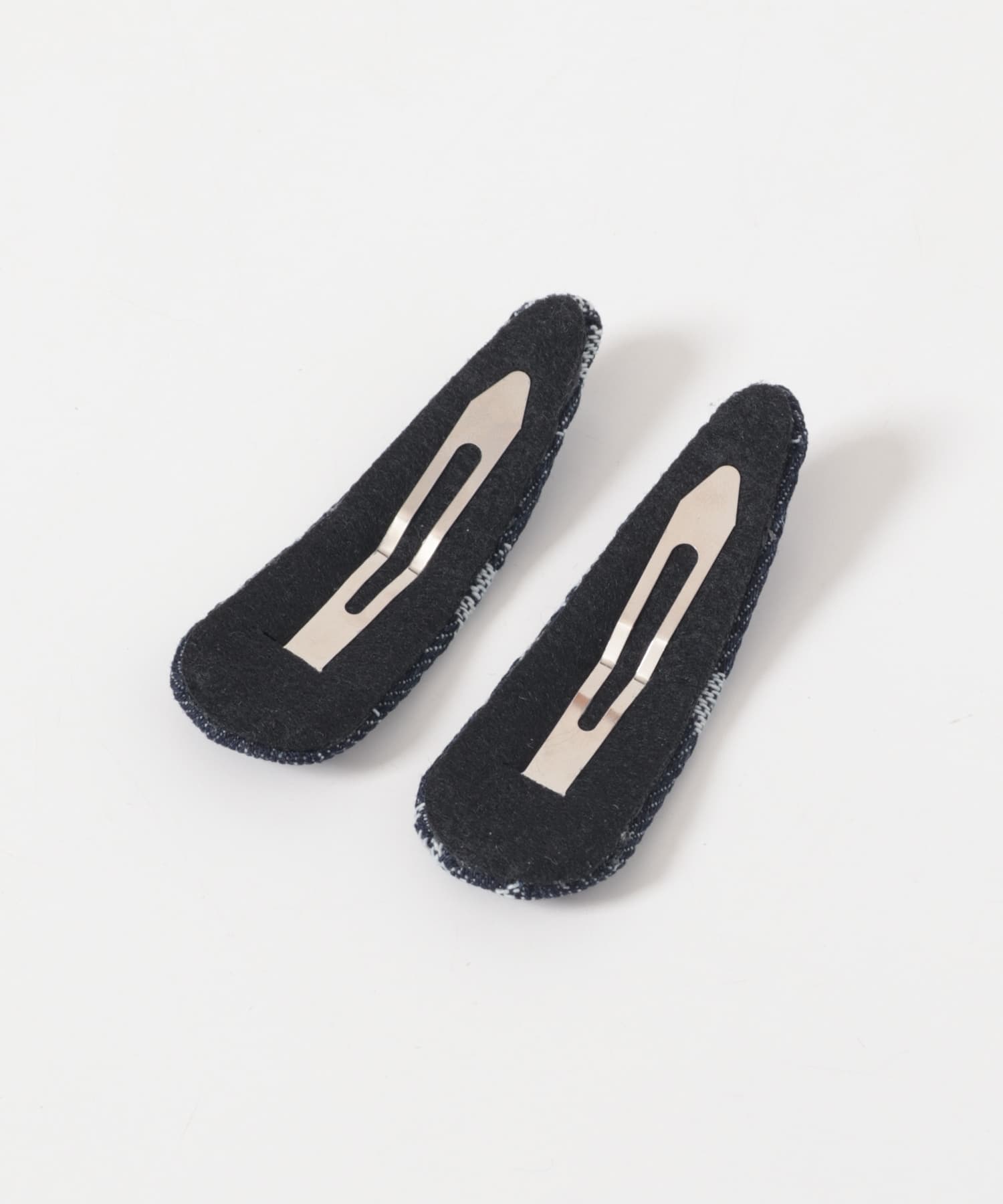 heyep　FLORAL DENIM HAIR CLIPS 2-PIECE BLUE -