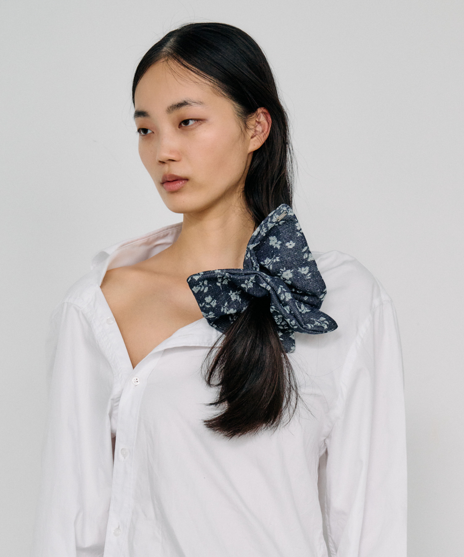 heyep　FLORAL DENIM SCRUNCHIE