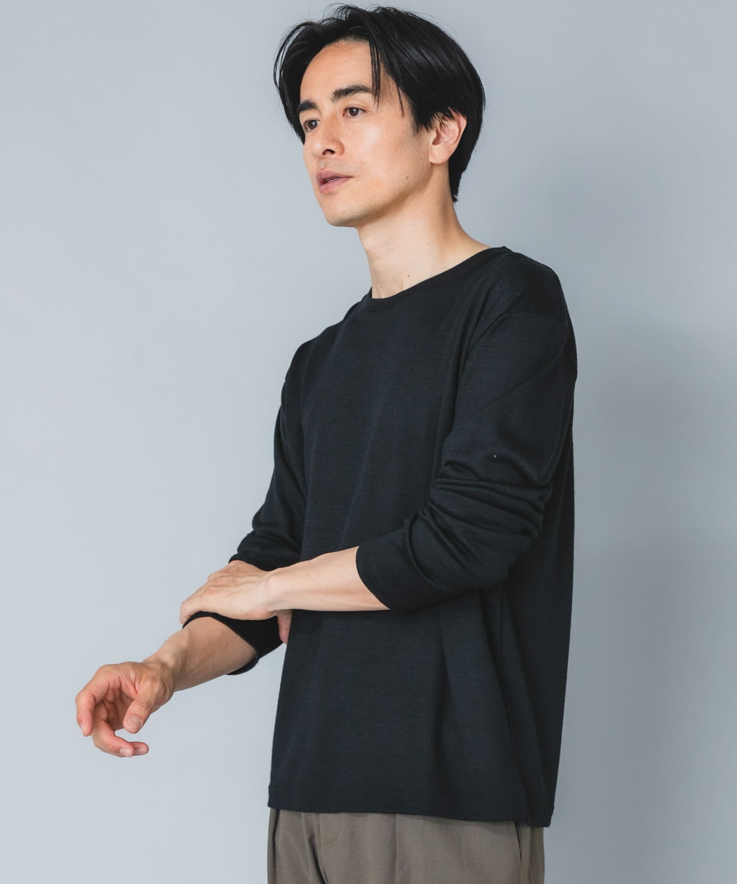 『マシンウォッシャブル』『XLサイズあり』ハイクオリティウールロンT