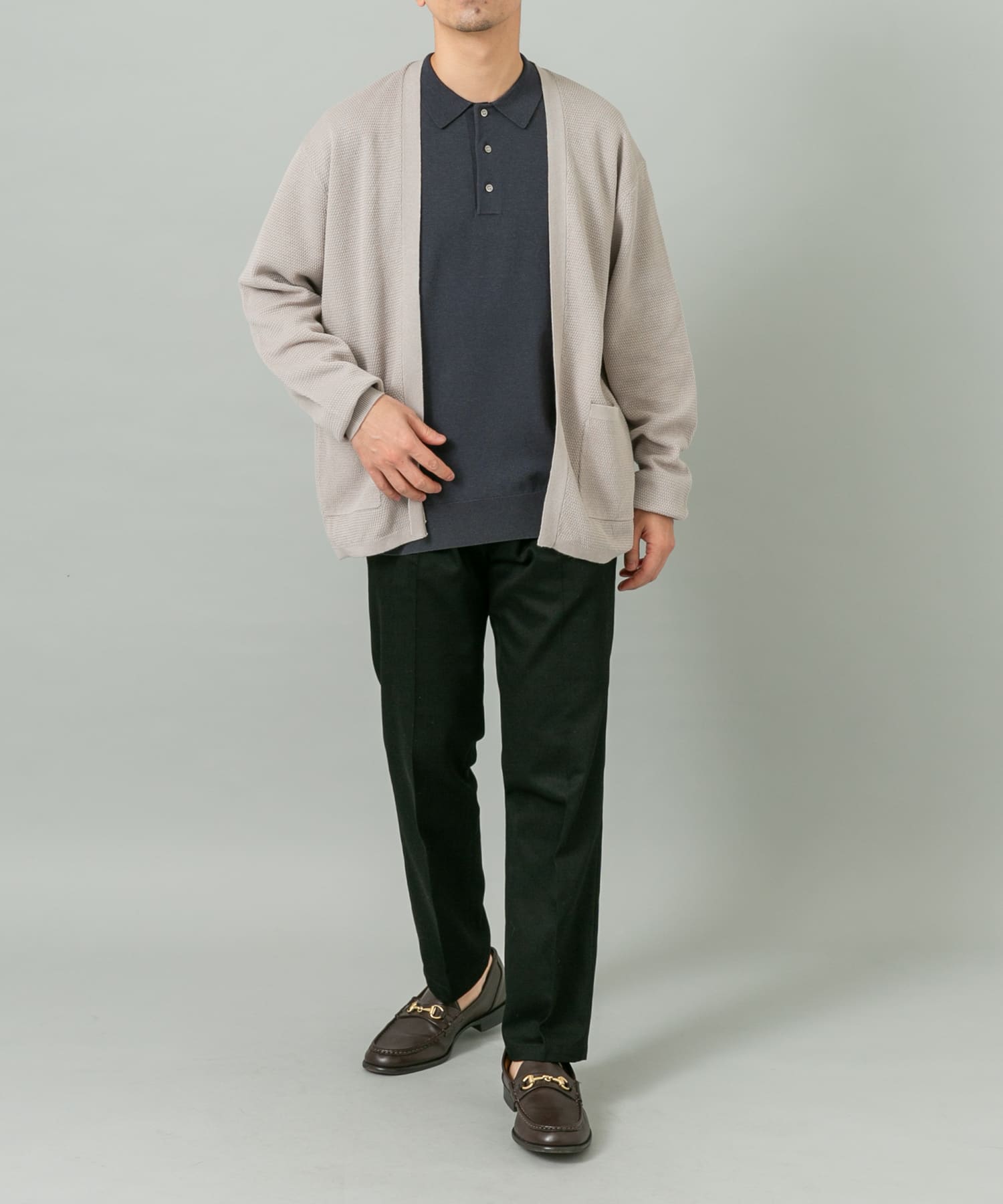 『WEB限定』変形カノコトッパーニットカーディガン LIGHT GRAY L