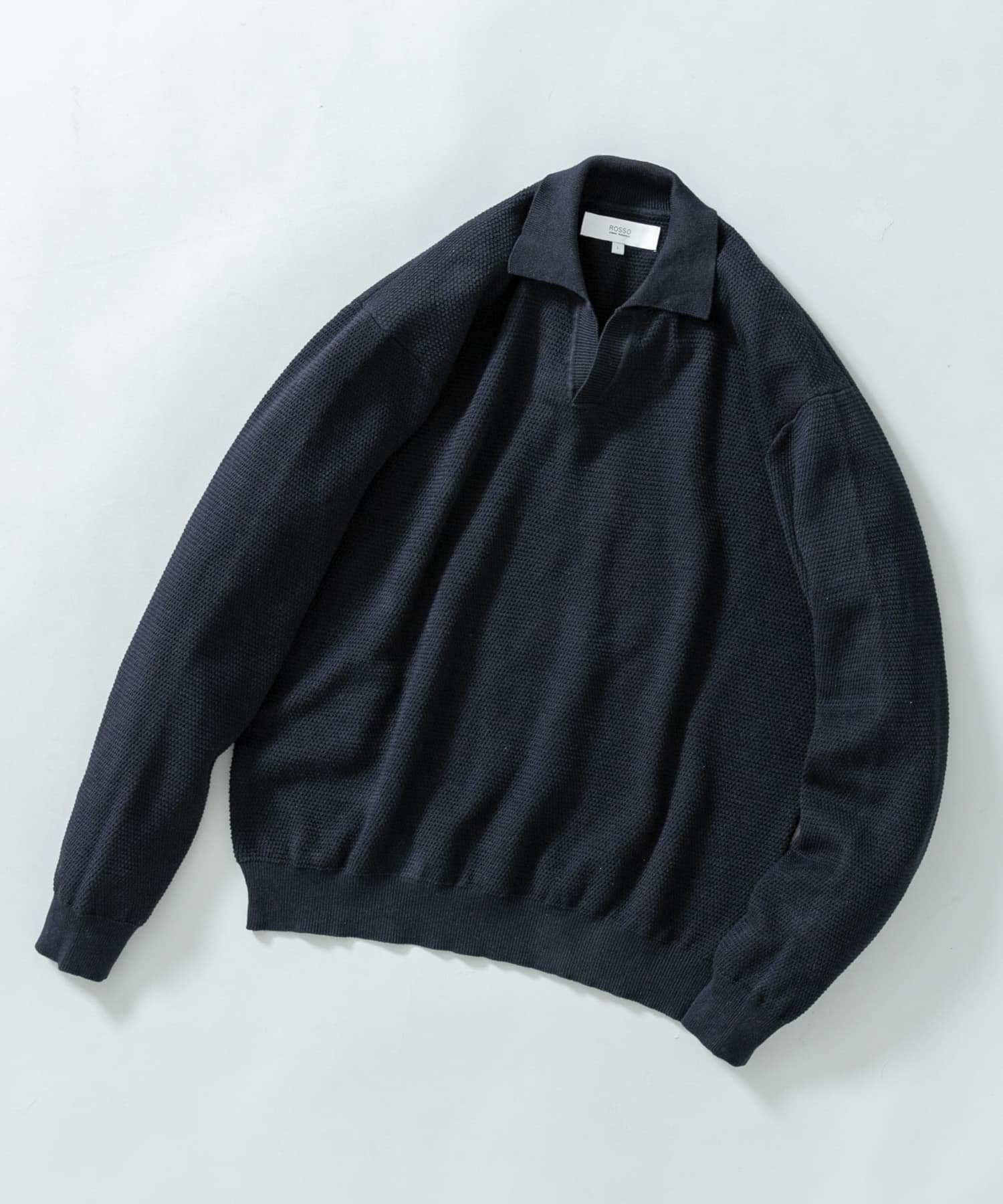『WEB限定』変形カノコスキッパーニットポロ NAVY M