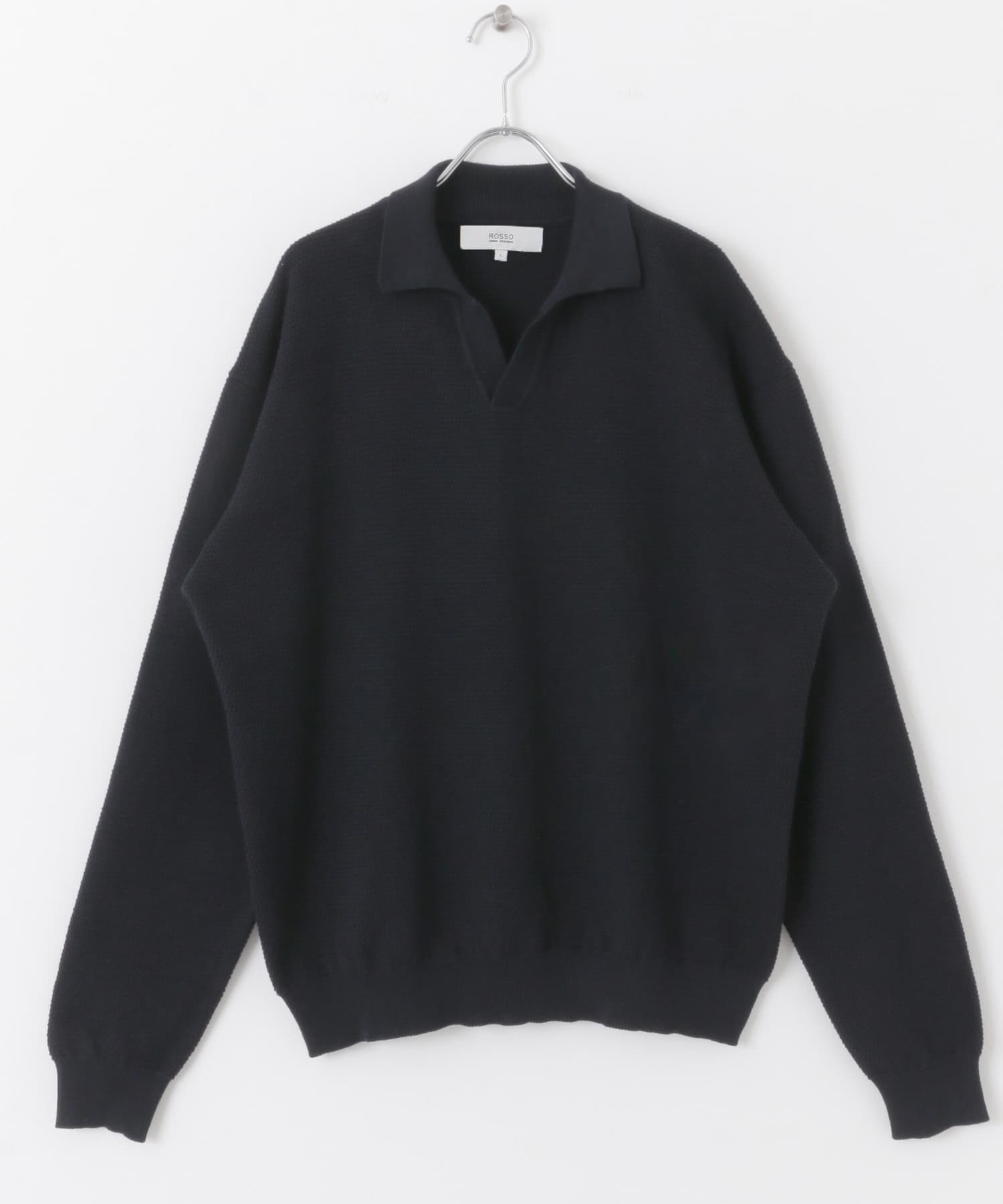 『WEB限定』変形カノコスキッパーニットポロ NAVY M