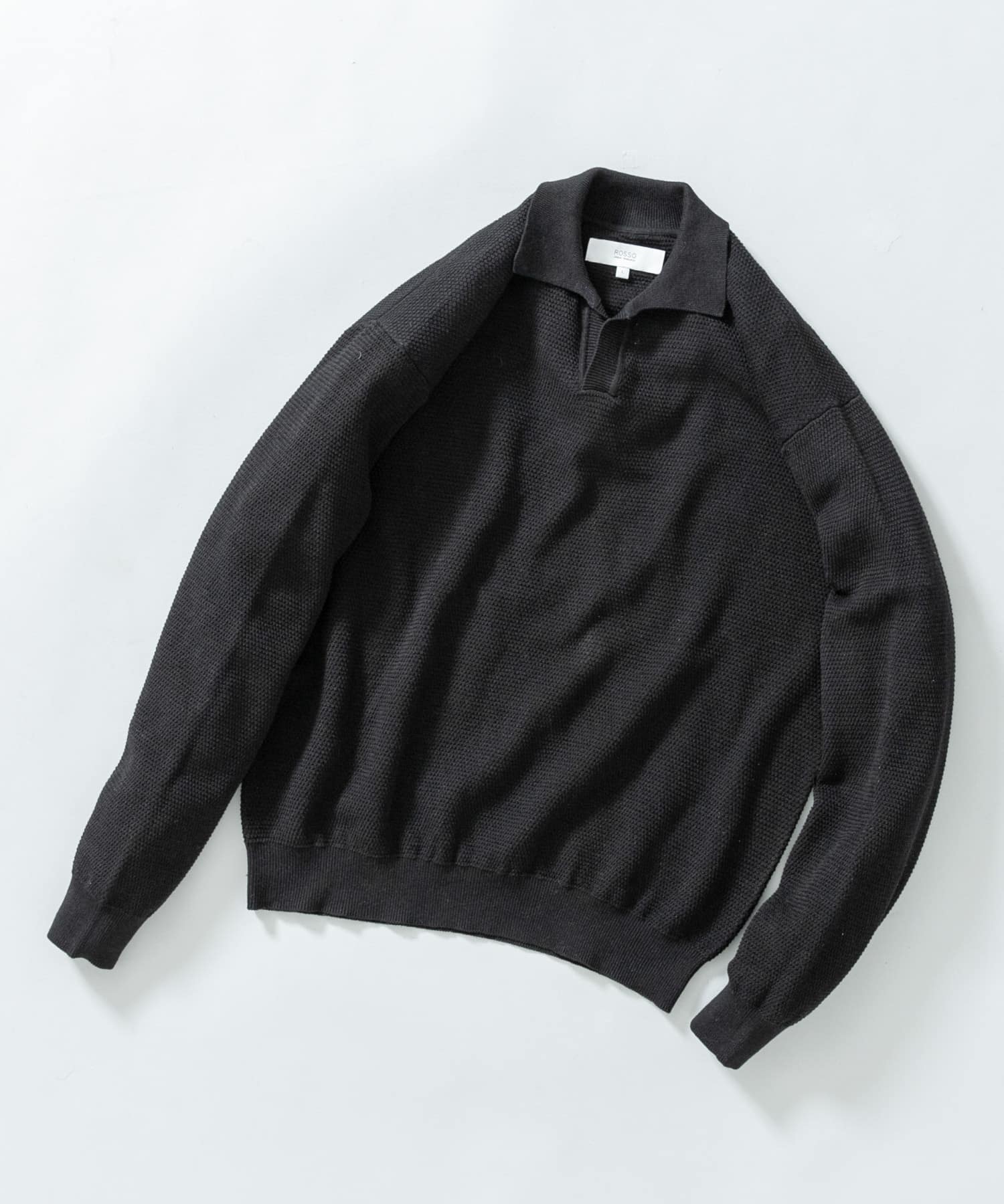 『WEB限定』変形カノコスキッパーニットポロ BLACK M