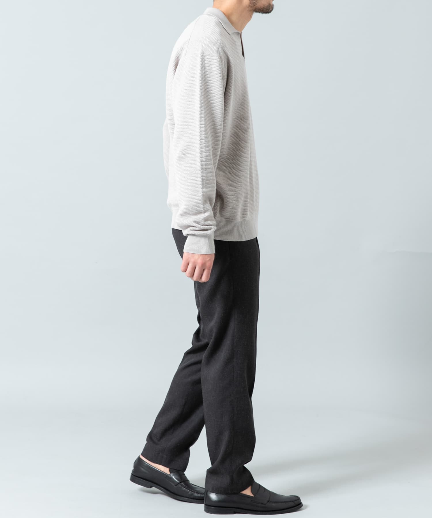 『WEB限定』変形カノコスキッパーニットポロ LIGHT GRAY L