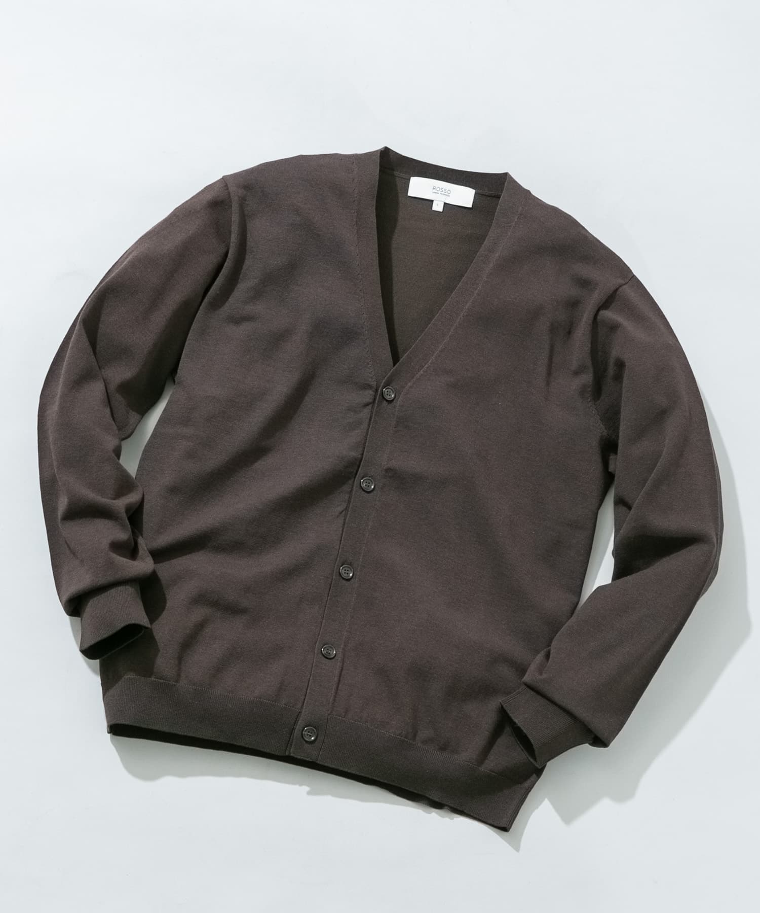 シルク混ベーシックカーディガン BROWN M