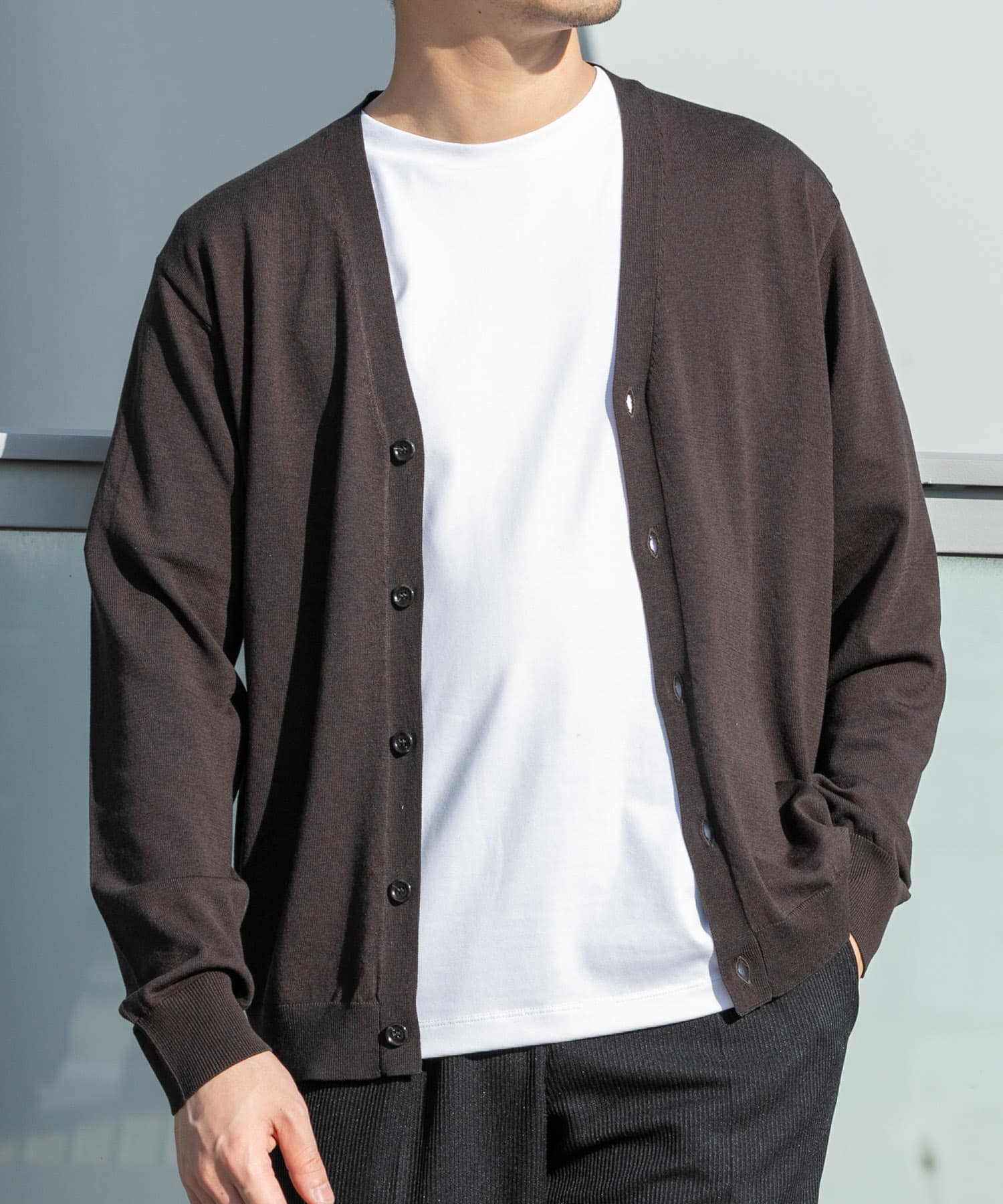 『WEB限定』シルク混ベーシックカーディガン