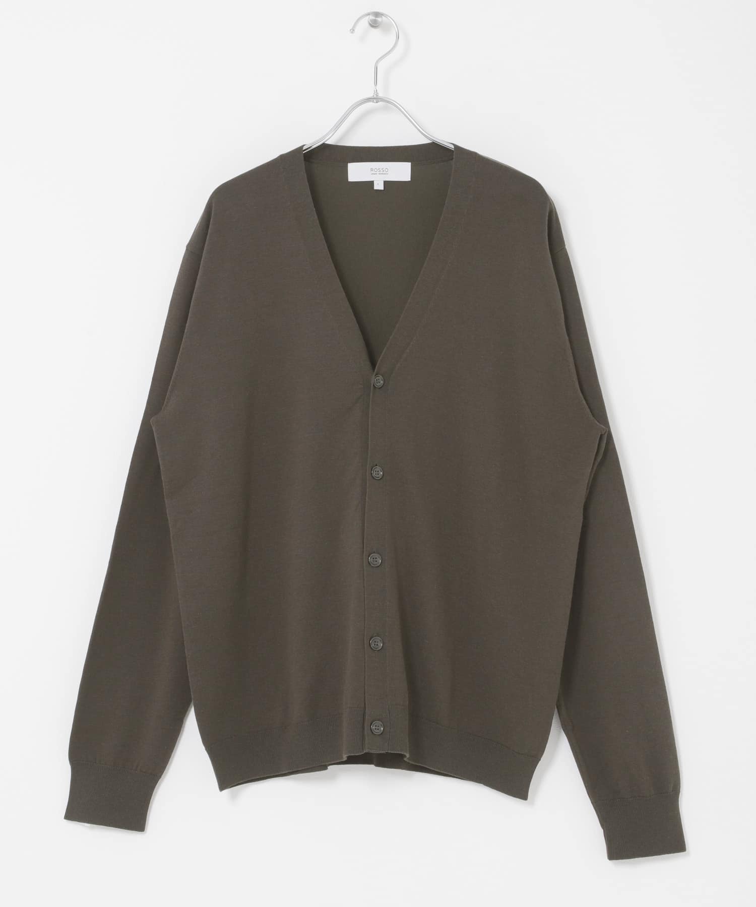 『WEB限定』シルク混ベーシックカーディガン BROWN M