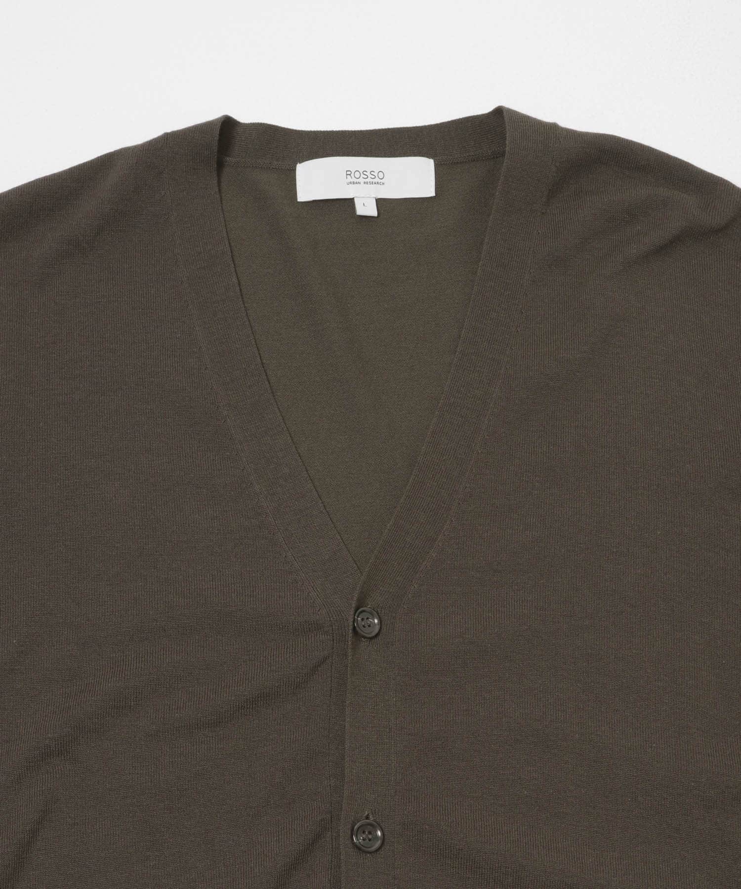 シルク混ベーシックカーディガン BROWN M