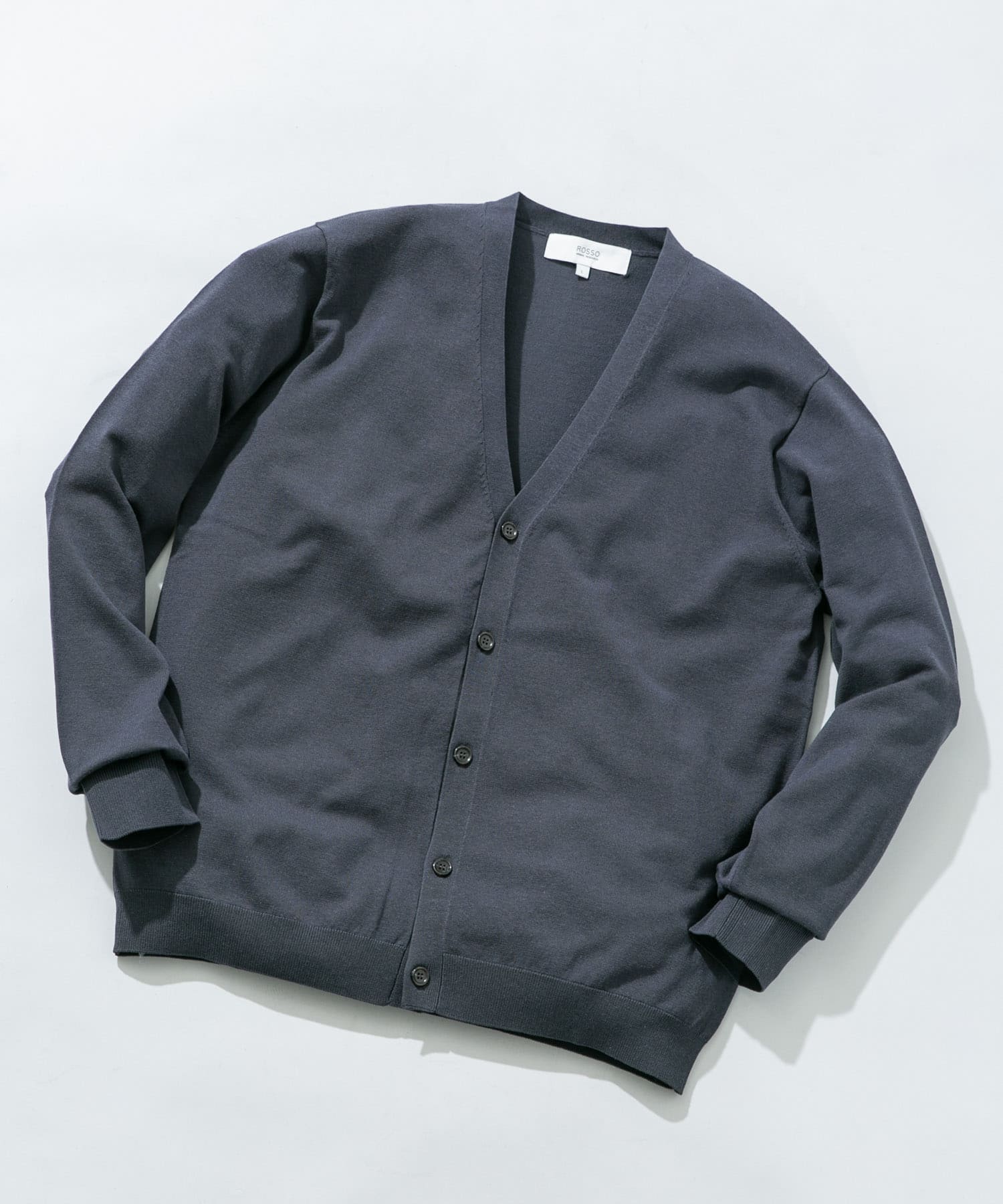 シルク混ベーシックカーディガン BLUE GRAY M