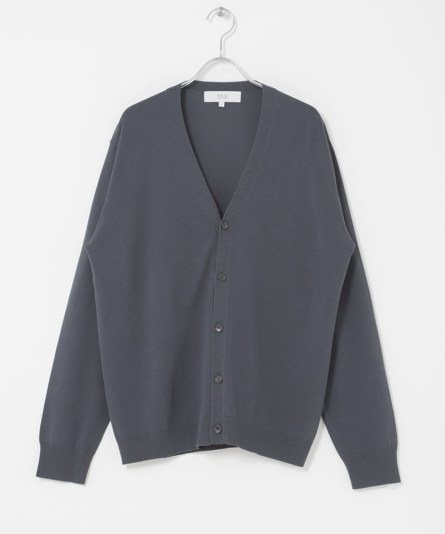 『WEB限定』シルク混ベーシックカーディガン BLUE GRAY M