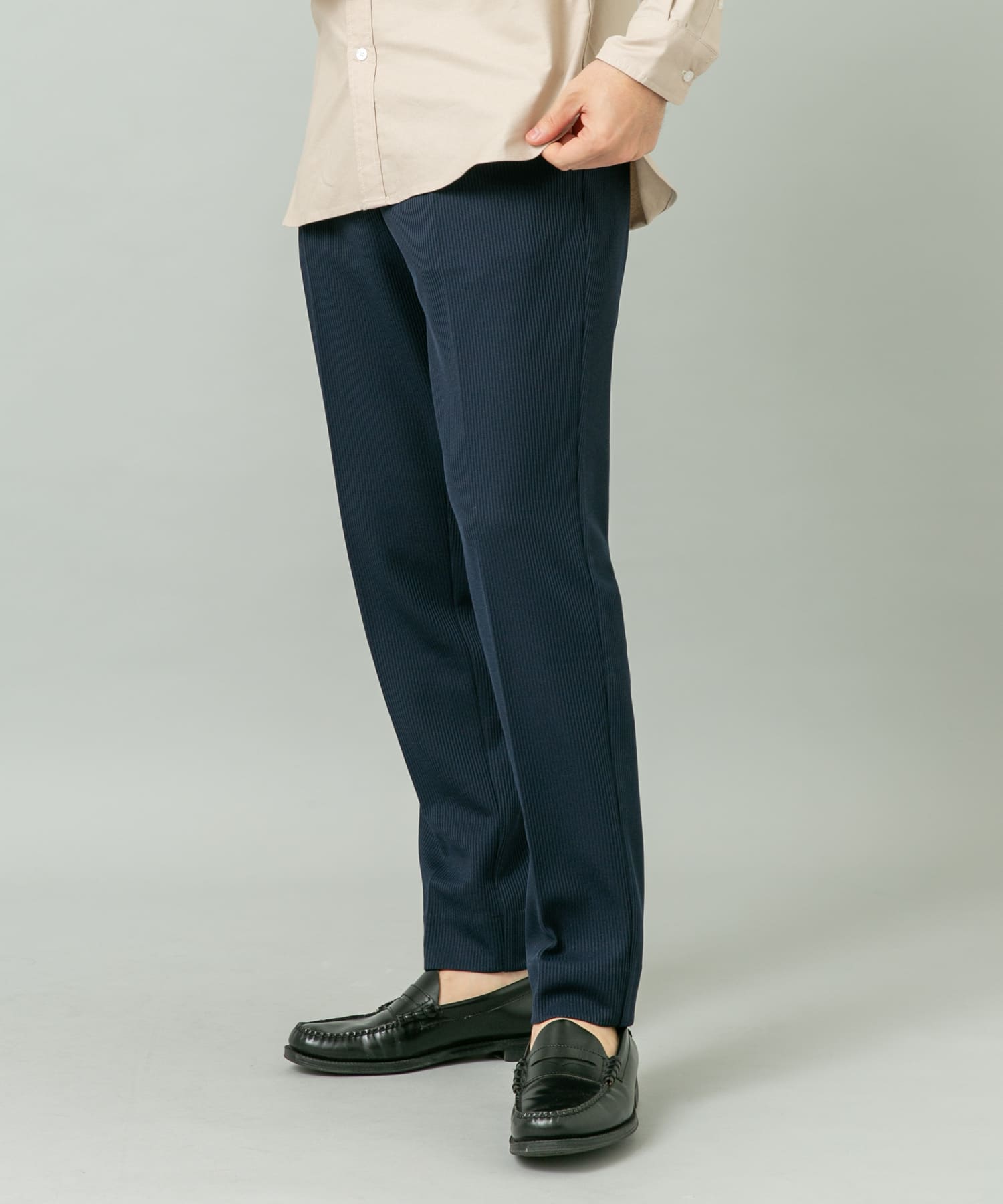 『セットアップ対応』『速乾』　シリウステーパードイージースラックス NAVY L