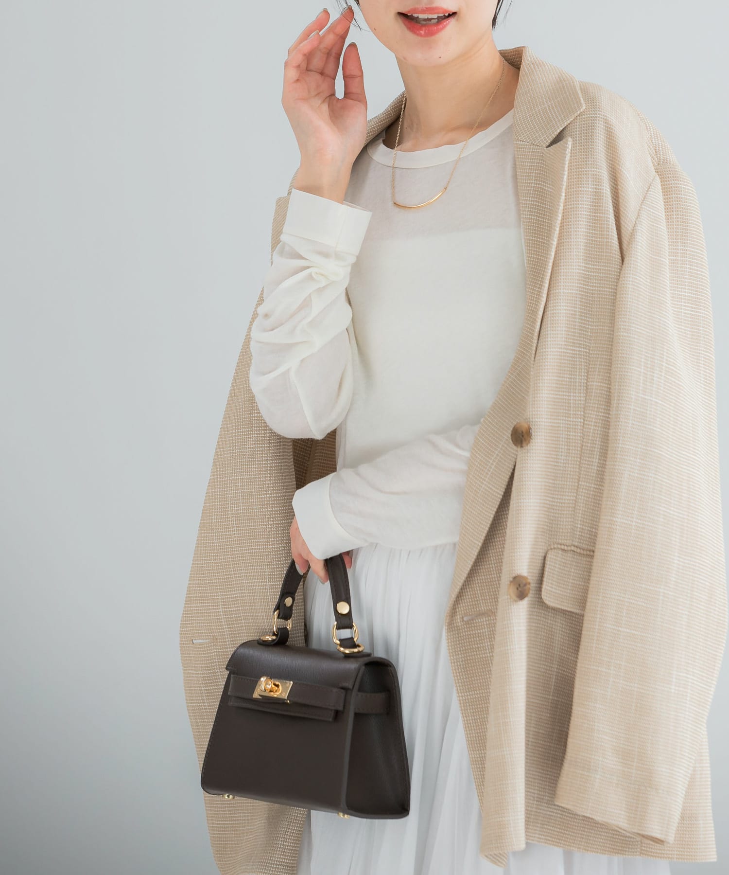 シルク混ドッキングカットソー