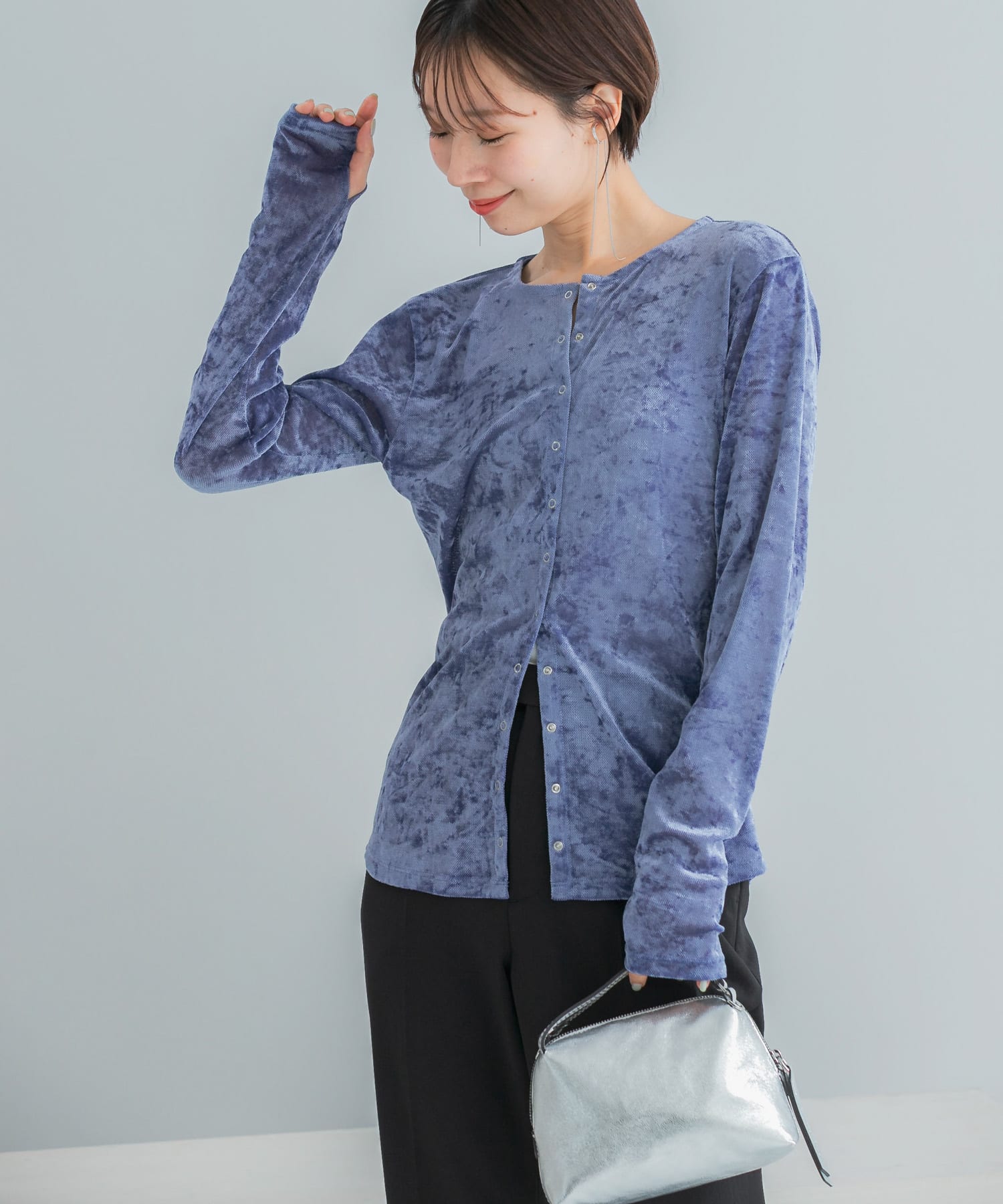 シアーベロアデザインプルオーバー