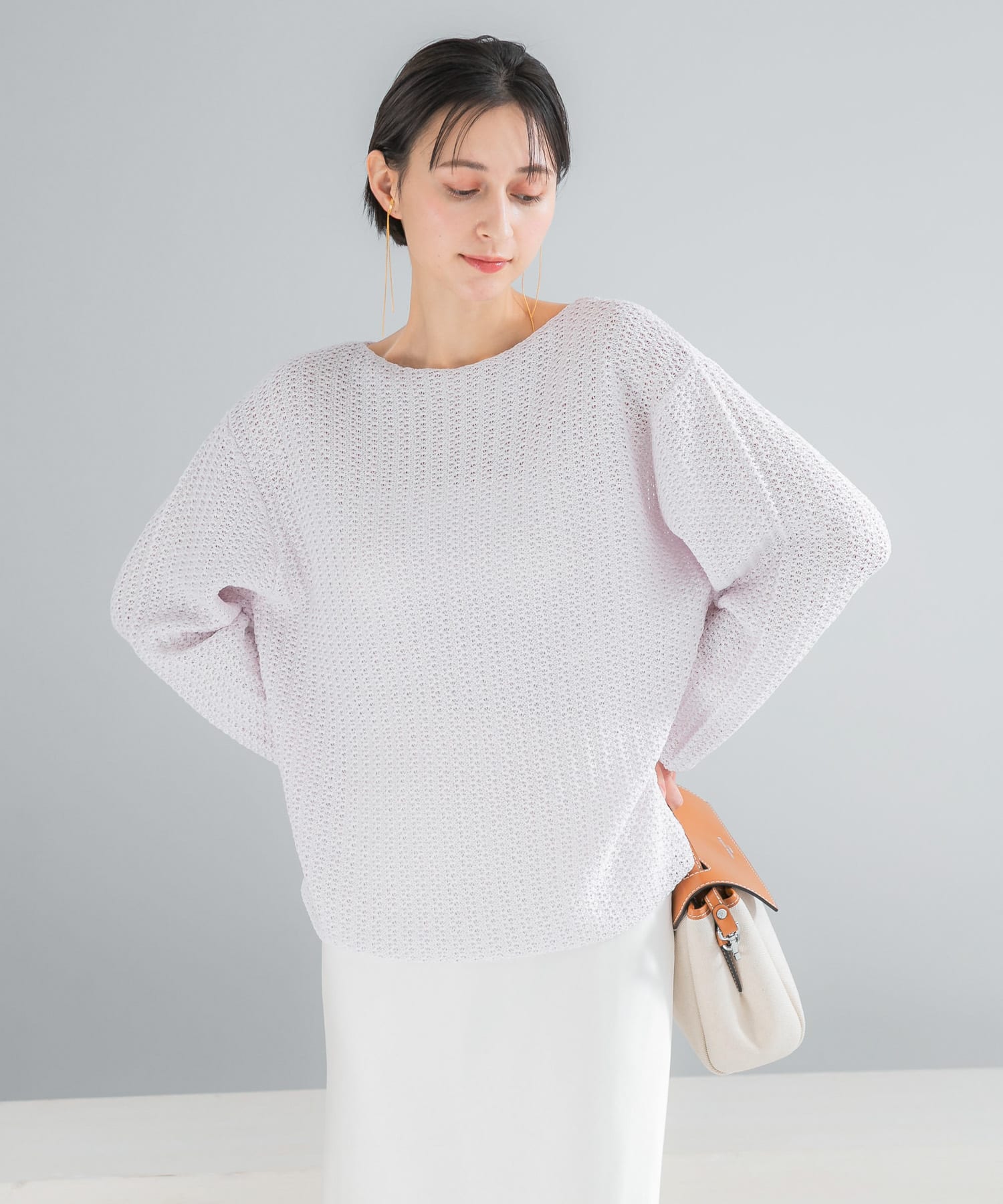 ペーパーヤーンニットプルオーバー