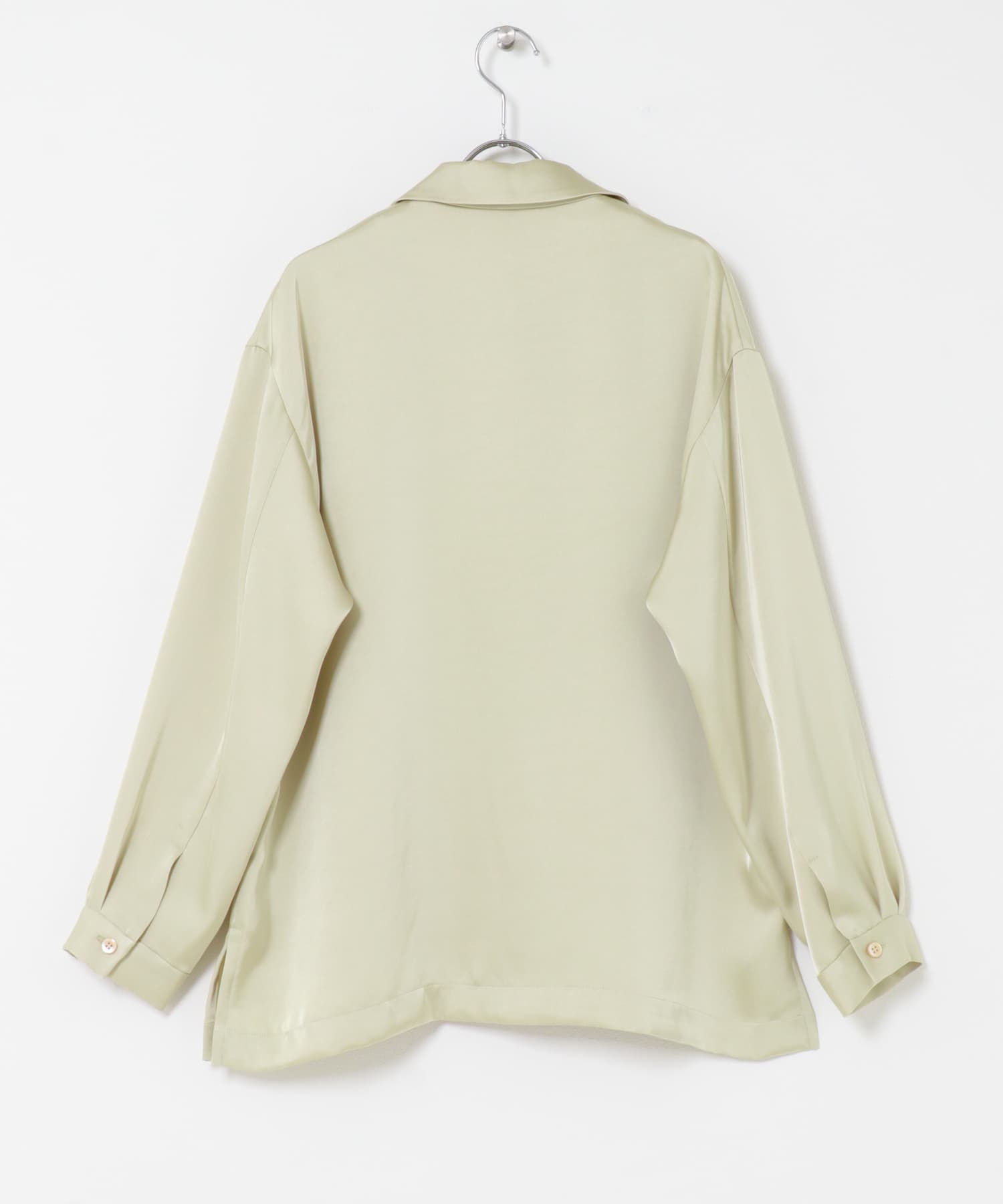 オープンカラーヴィンテージシルキーサテンブラウス Y/BEIGE Free