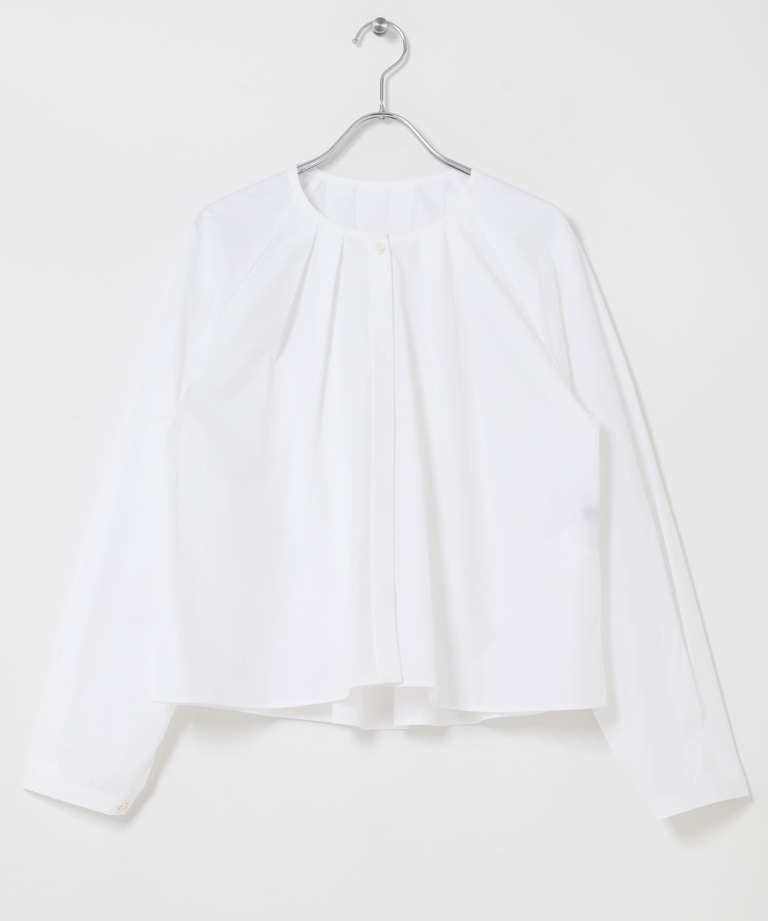 タックボリュームショートシャツブラウス(Free WHITE): トップス