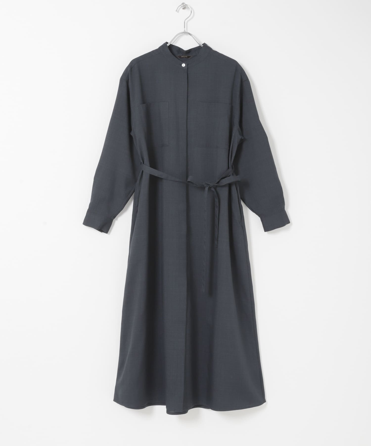 ウォッシャブルリネンライクシャツワンピース(Free NAVY): ワンピース