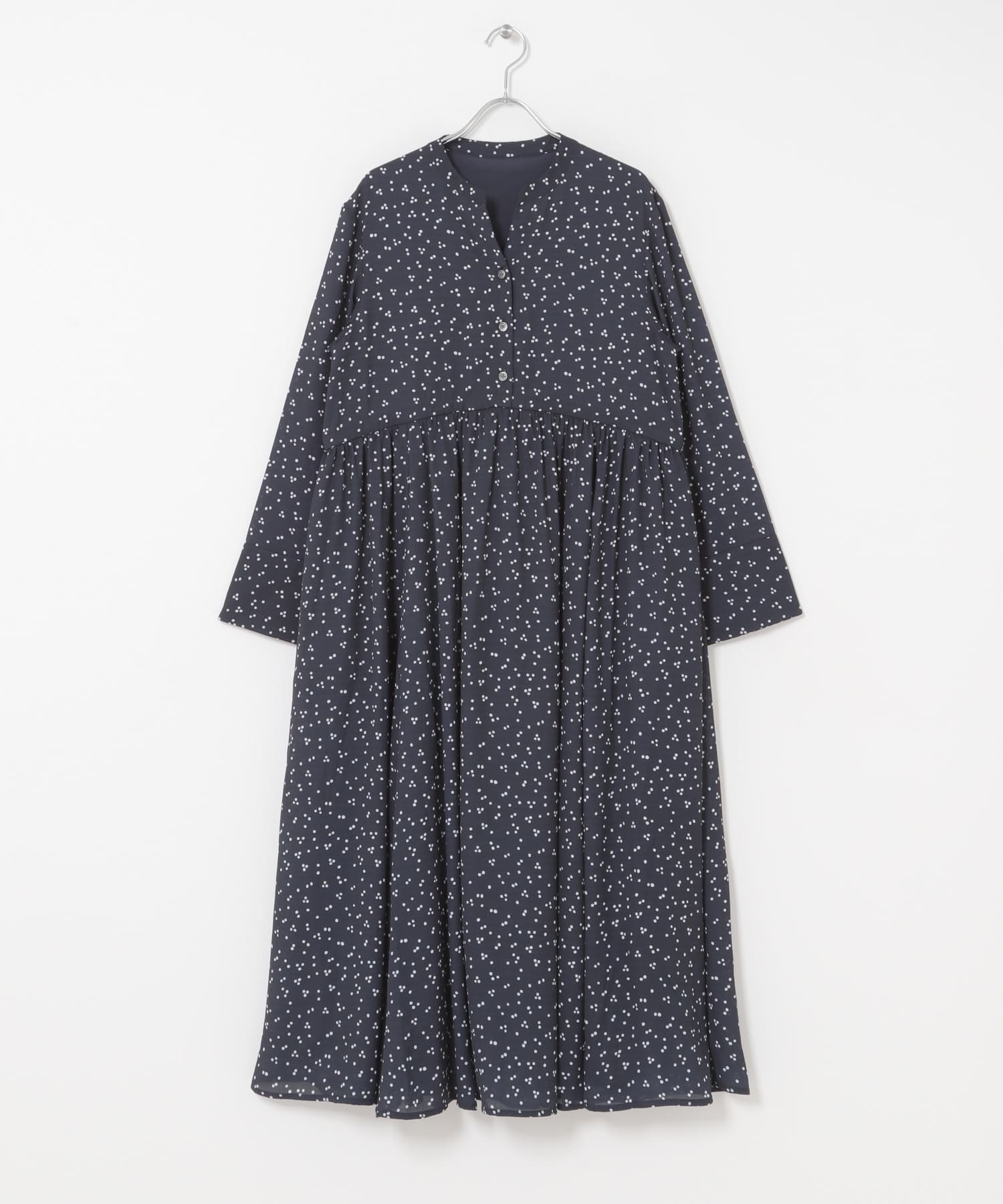 『WEB限定』ランダムドットボリュームワンピース NAVY Free