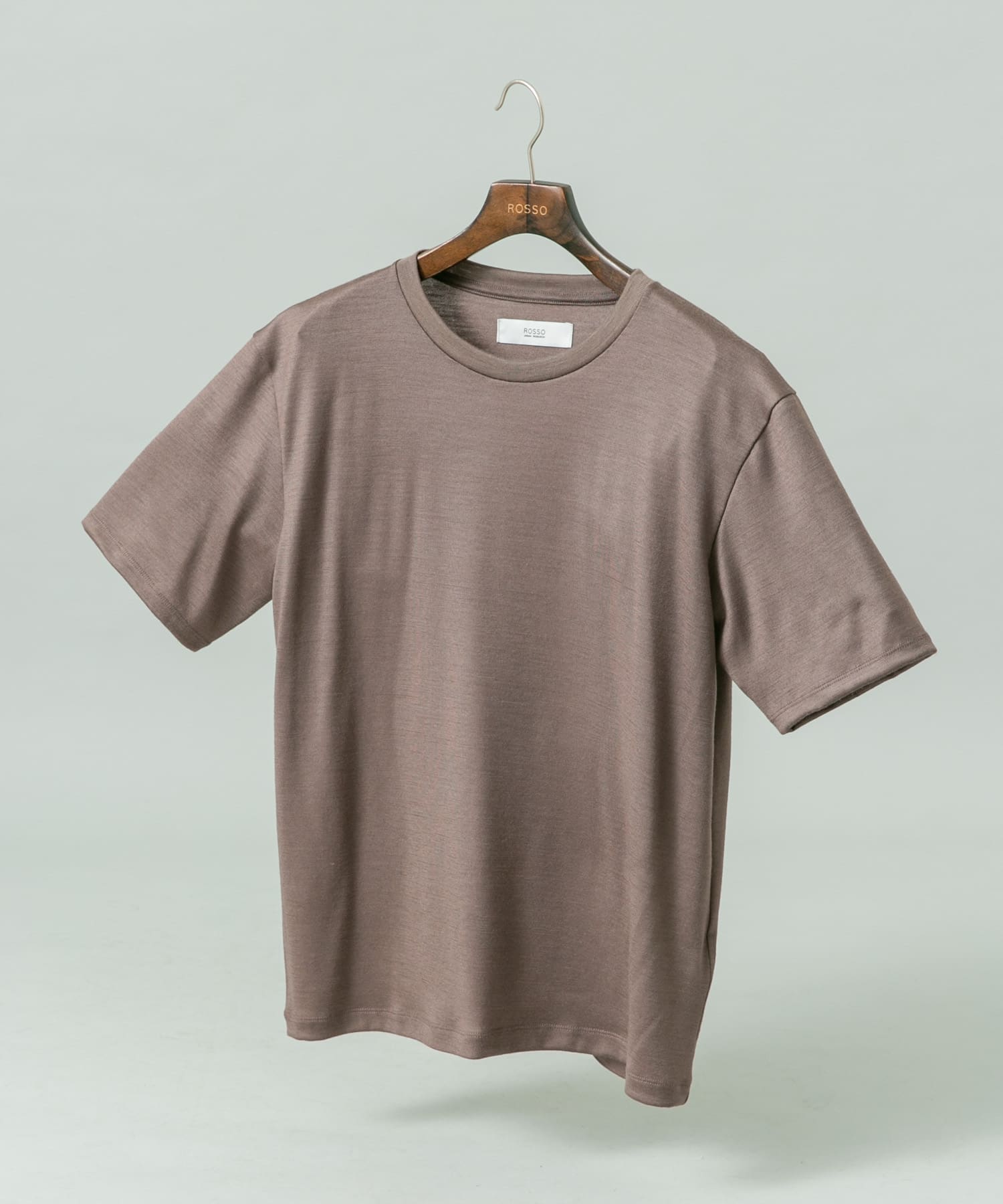『マシンウォッシャブル』『XLサイズあり』ハイクオリティショートスリーブウールTシャツ GREIGE L
