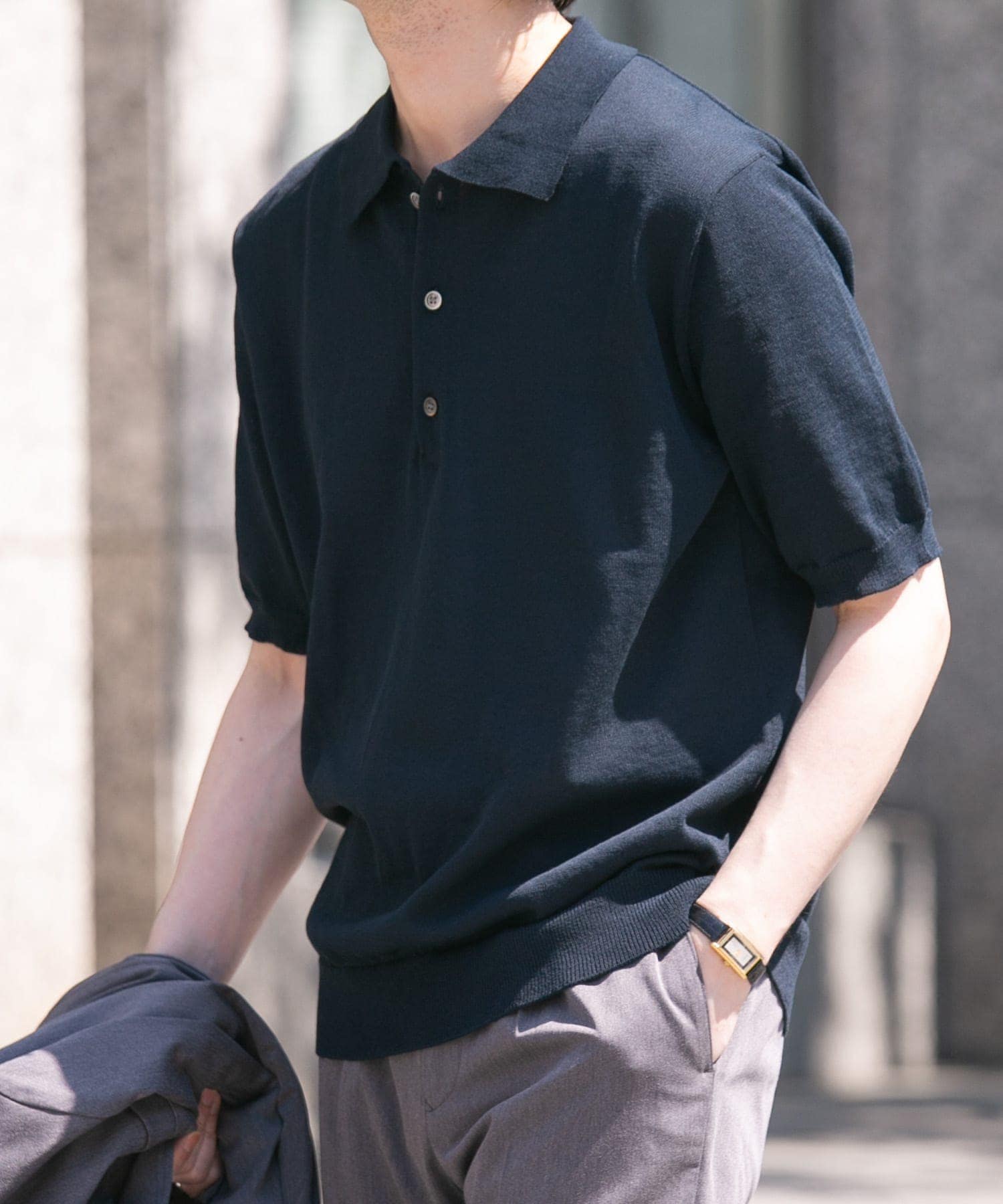 UR TECH』AIRDRY半袖ニットポロ(M CHARCOAL): トップス｜URBAN