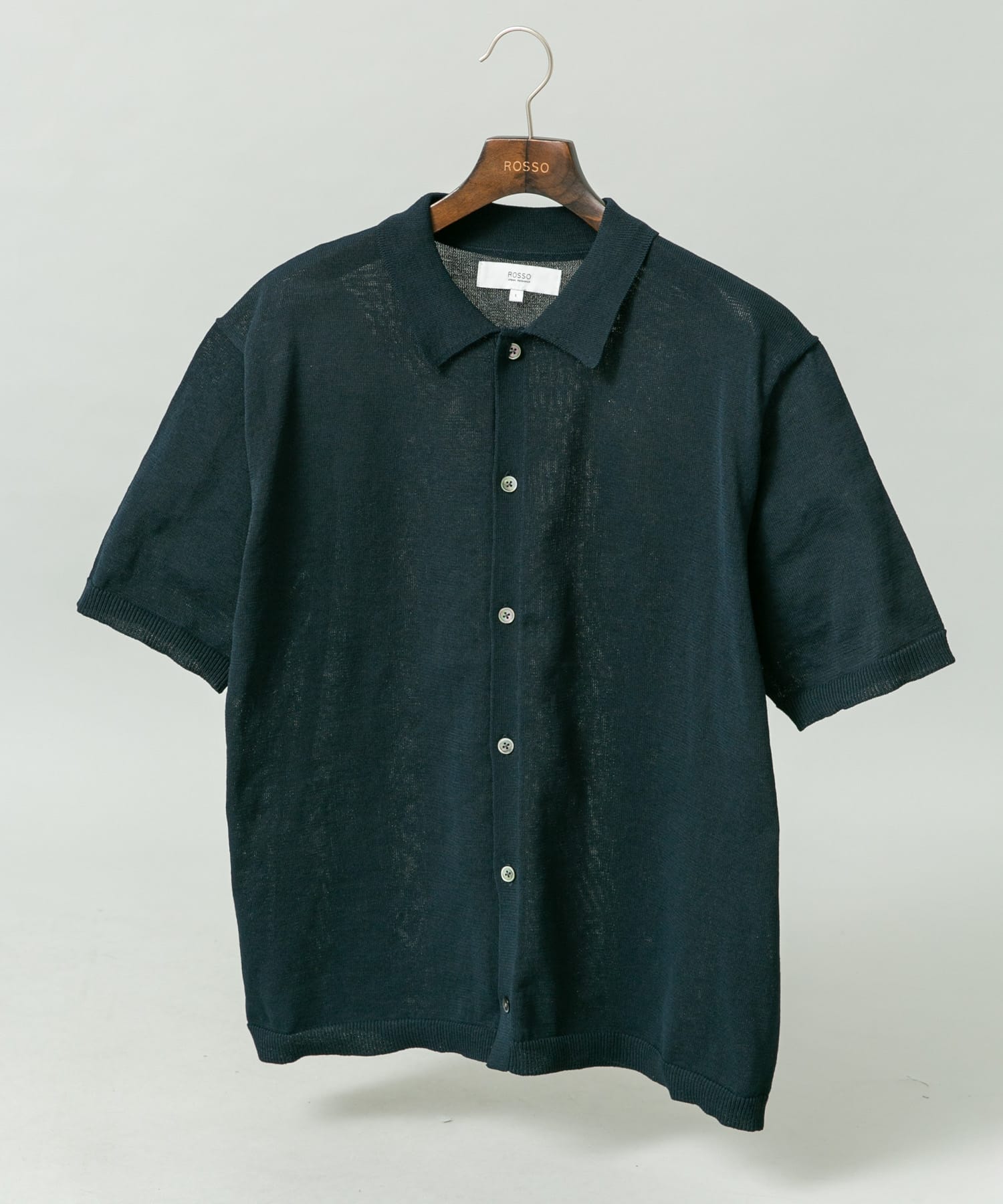 『UR TECH』AIRDRY半袖ポロカーディガン NAVY L