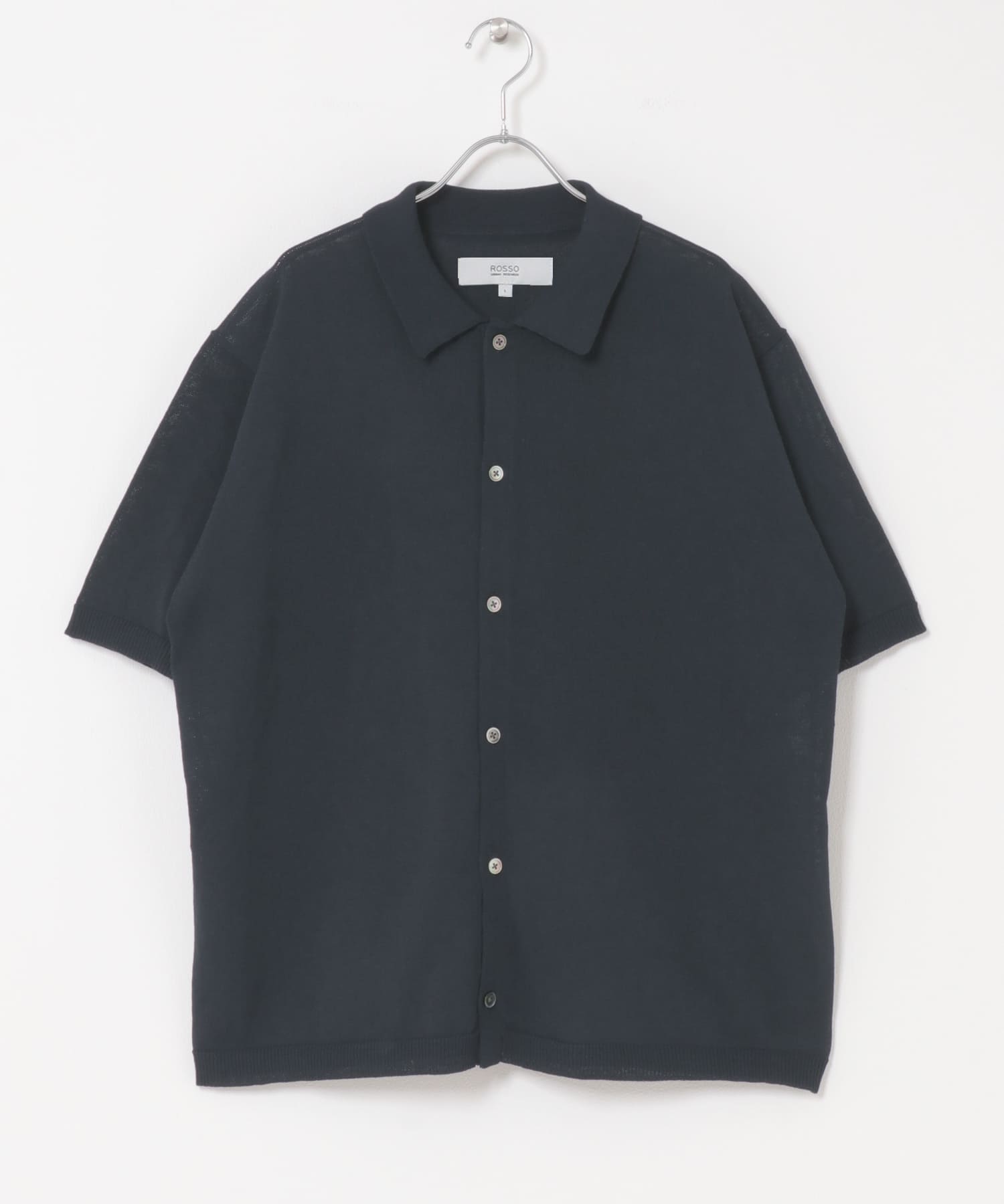 『UR TECH』AIRDRY半袖ポロカーディガン NAVY M