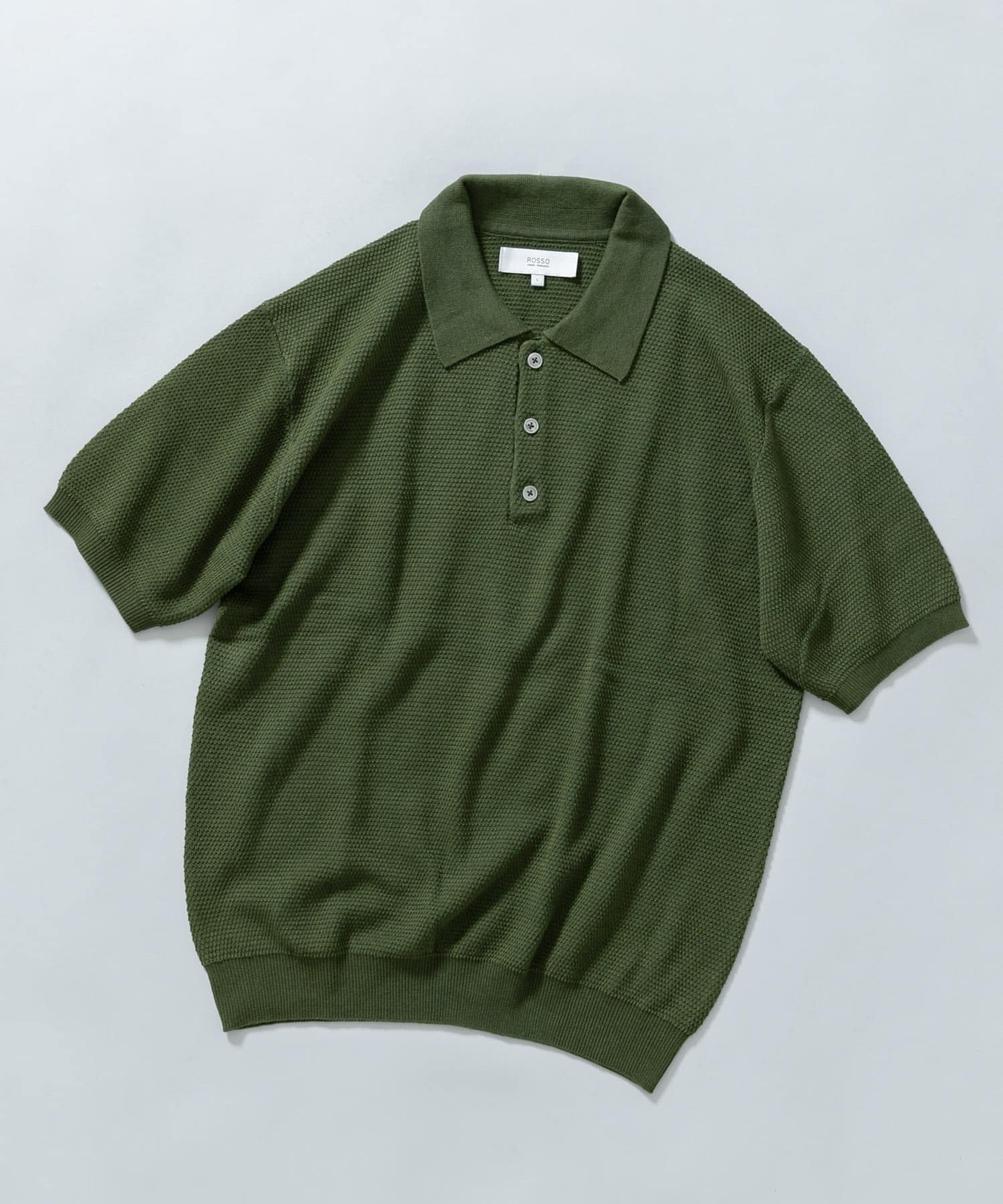 『WEB限定』変形カノコ半袖ニットポロ KHAKI L