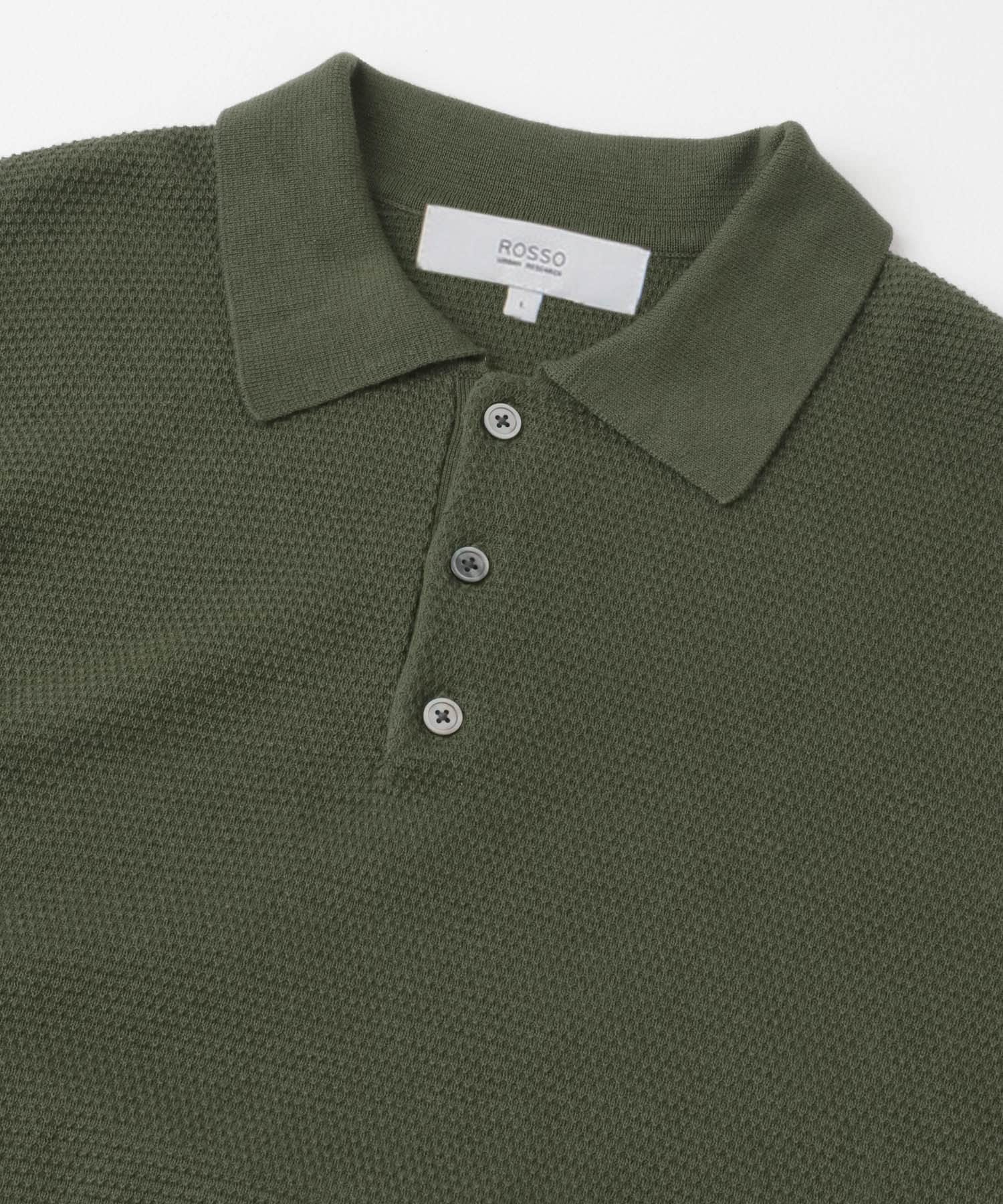 『WEB限定』変形カノコ半袖ニットポロ KHAKI M