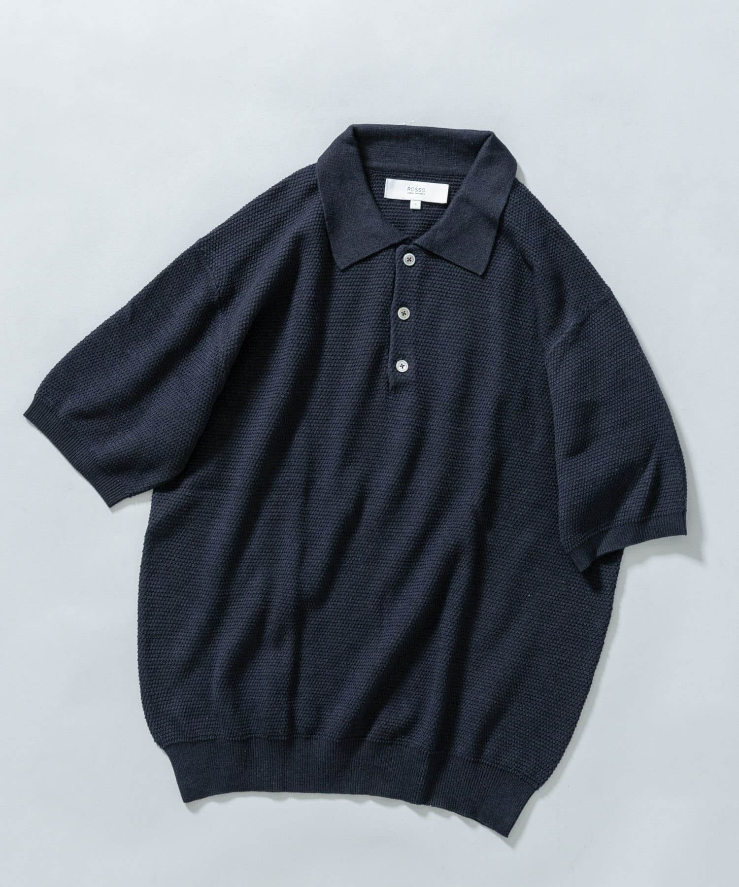 『WEB限定』変形カノコ半袖ニットポロ NAVY M