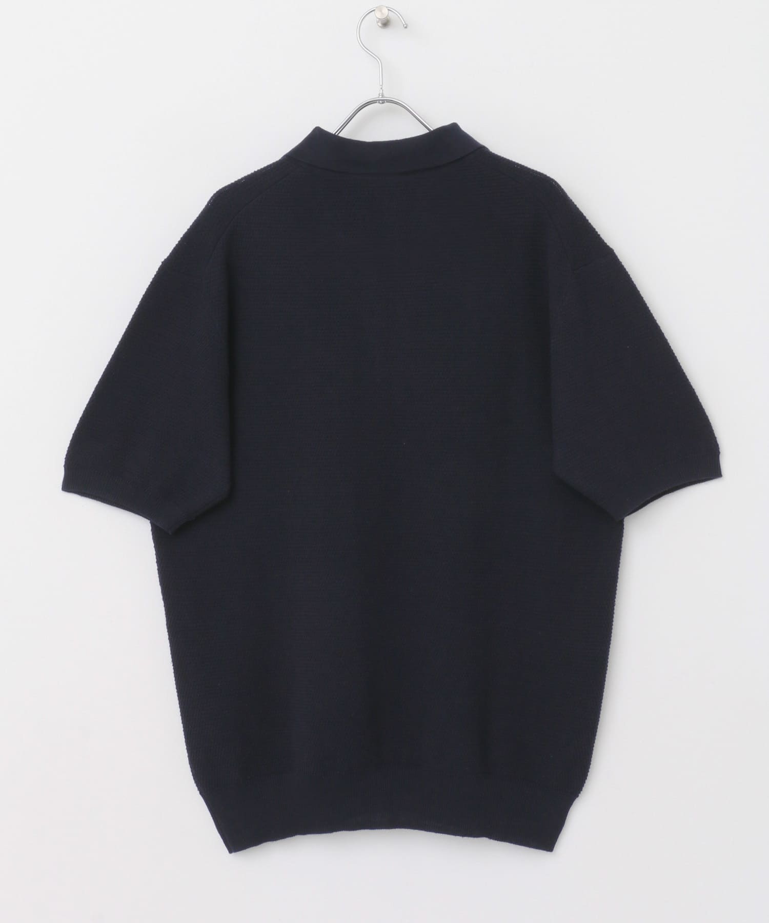 『WEB限定』変形カノコ半袖ニットポロ NAVY M