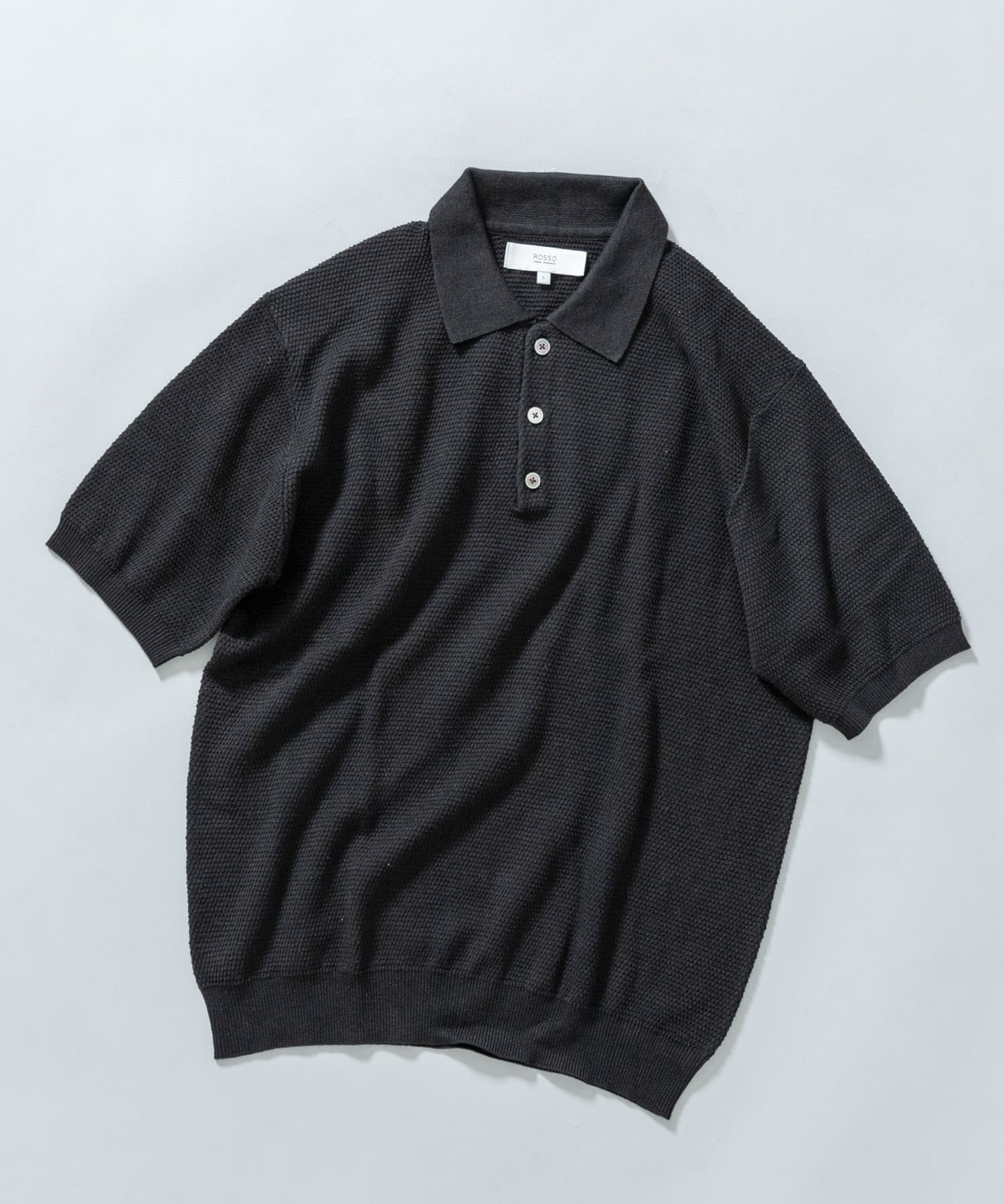 『WEB限定』変形カノコ半袖ニットポロ BLACK L