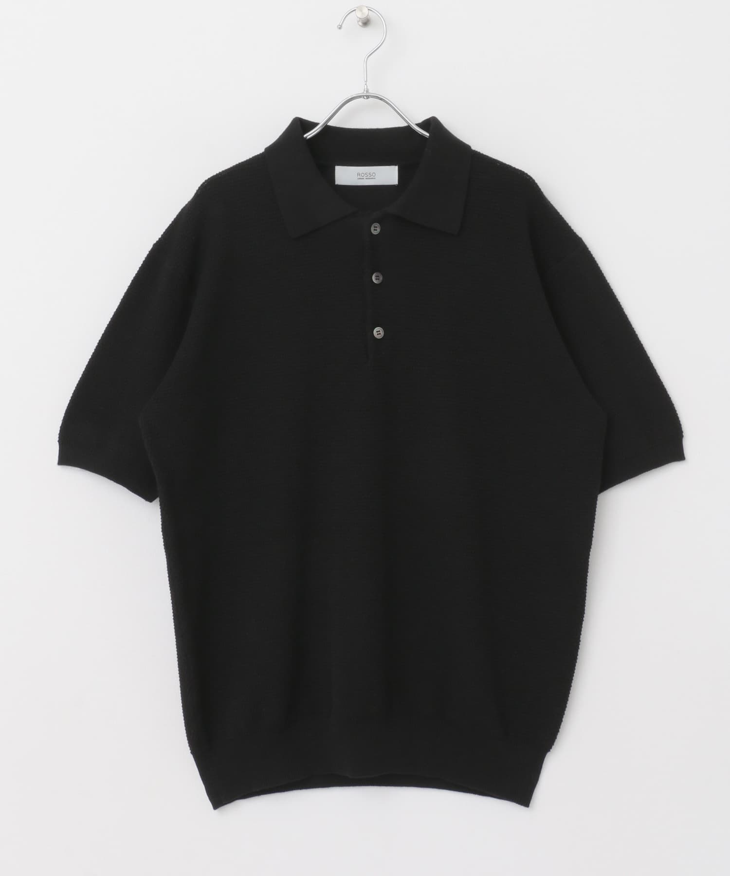 『WEB限定』変形カノコ半袖ニットポロ BLACK M