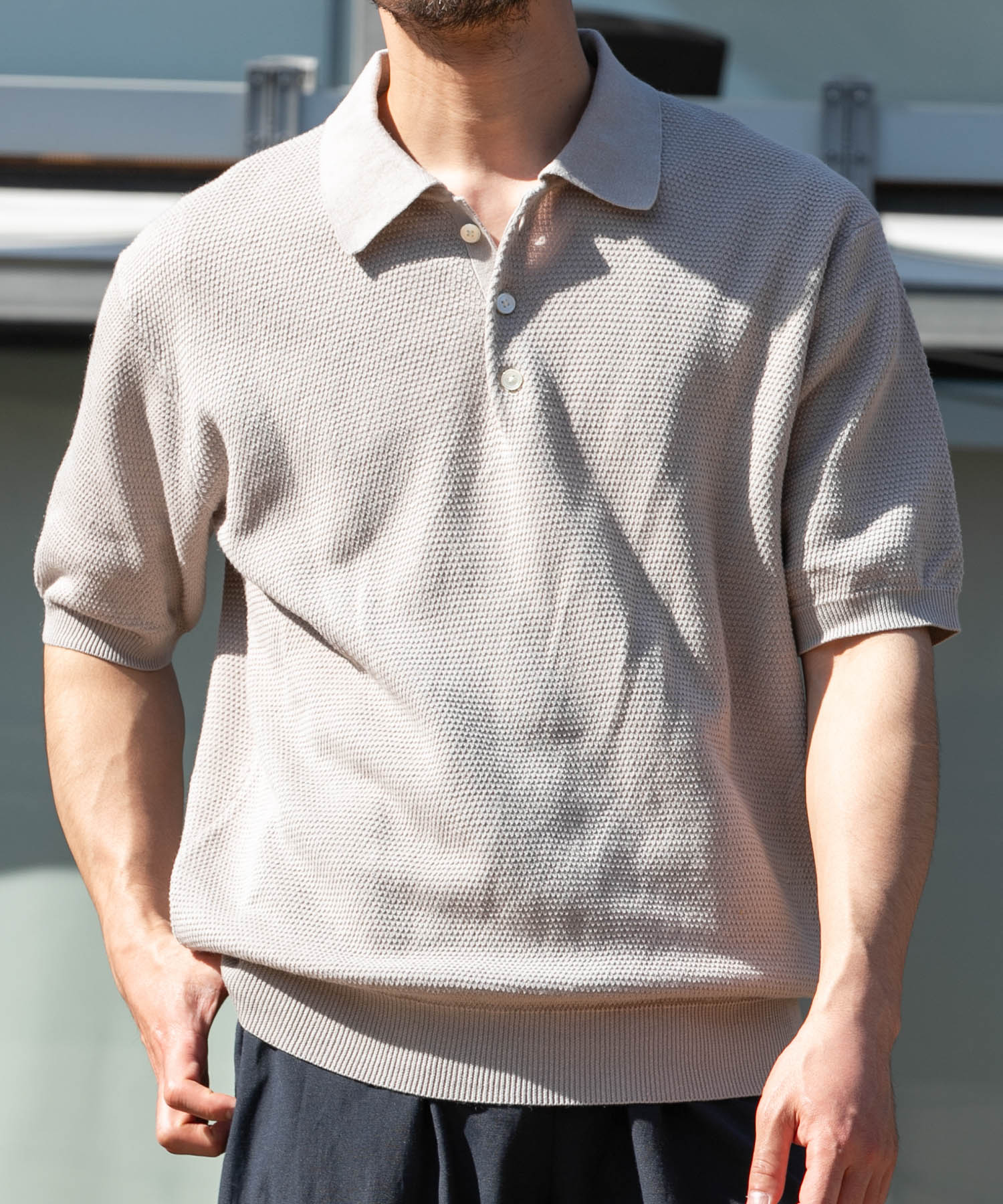『WEB限定』変形カノコ半袖ニットポロ