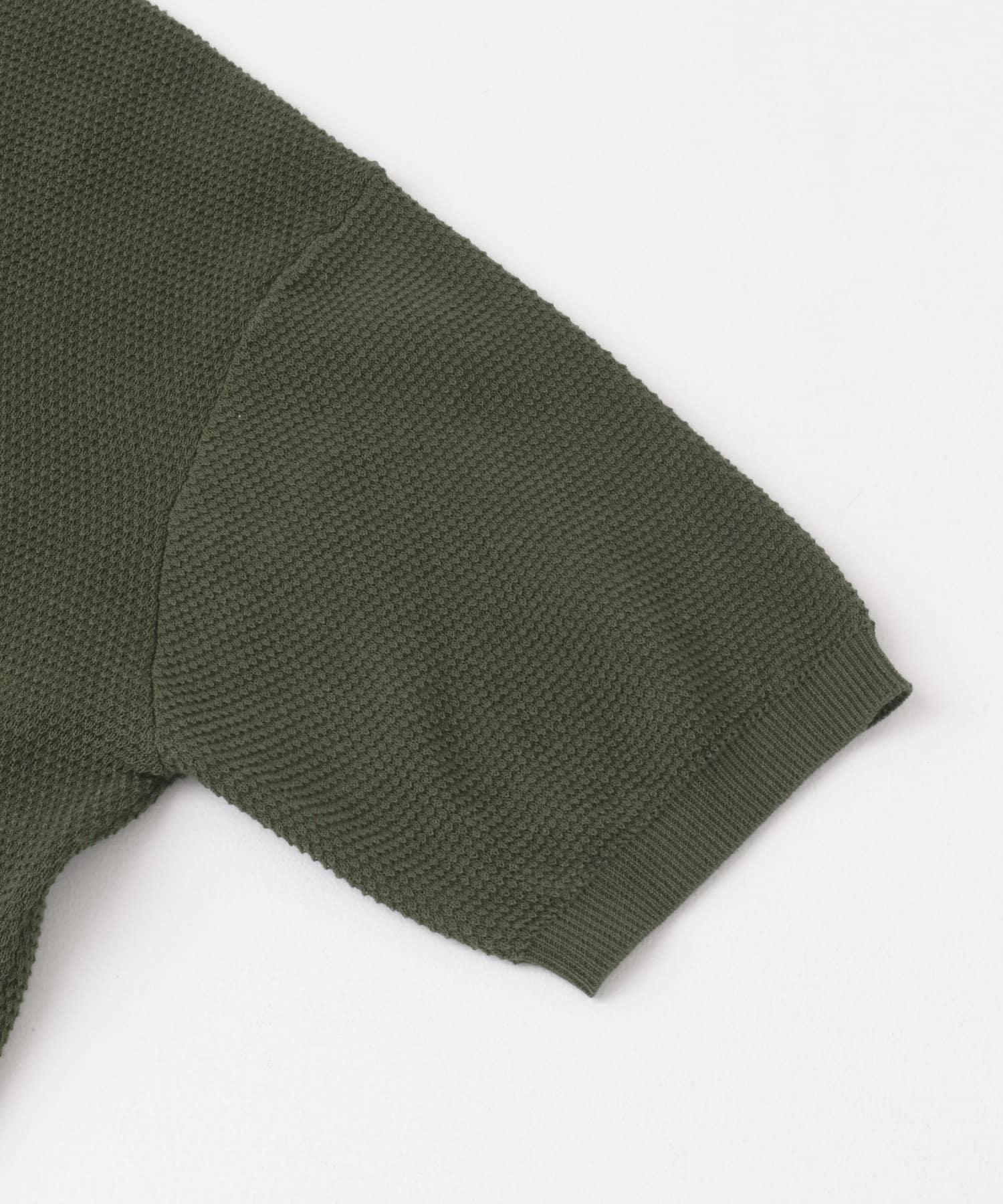 『WEB限定』変形カノコ半袖クルーネックニット KHAKI M