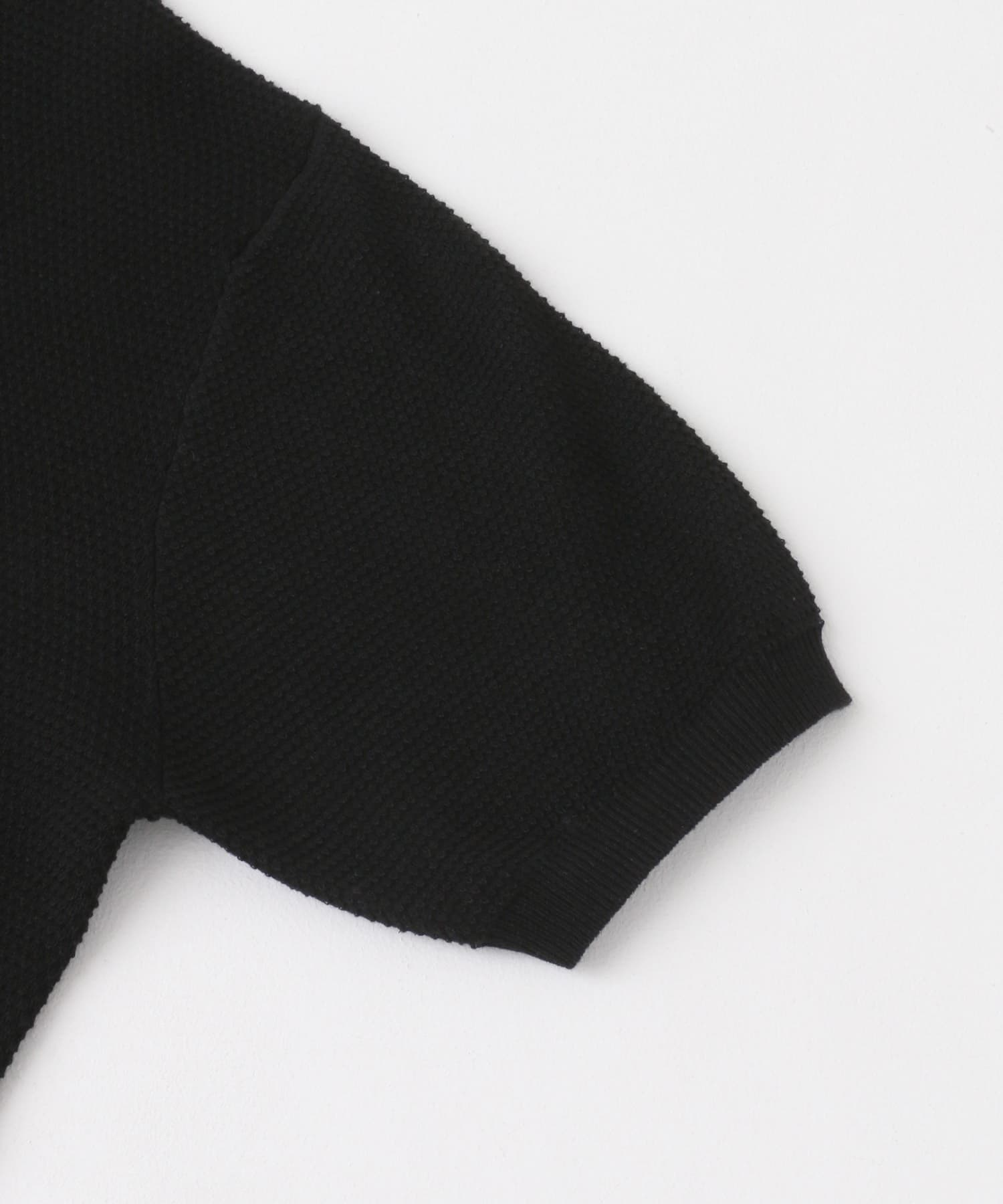 『WEB限定』変形カノコ半袖クルーネックニット BLACK M