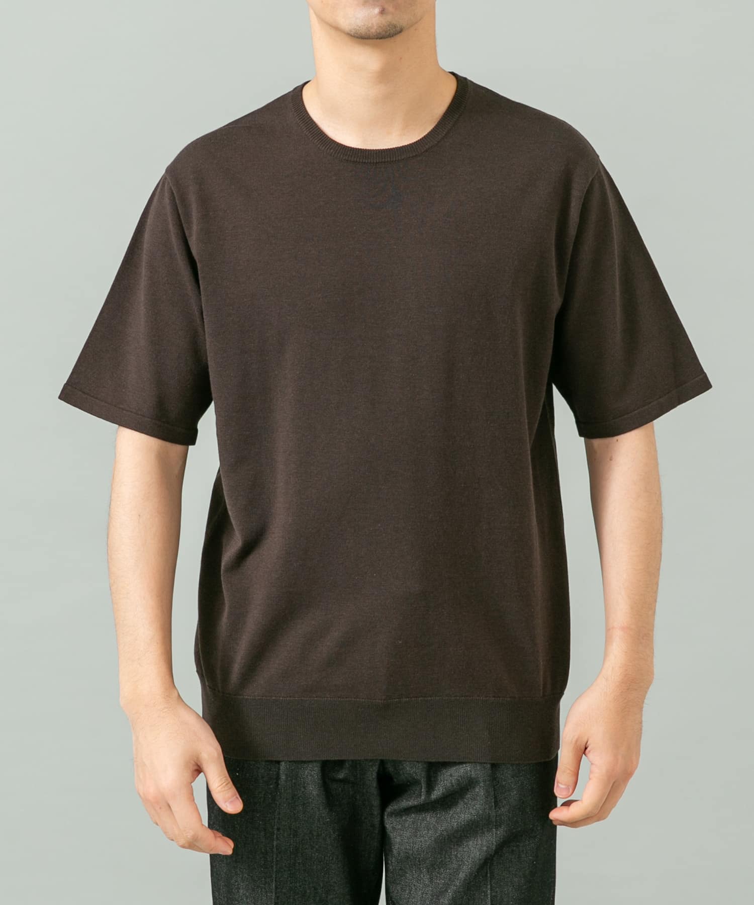 WEB限定』シルク混クルーネックサマーニット(M BLUE GRAY): トップス