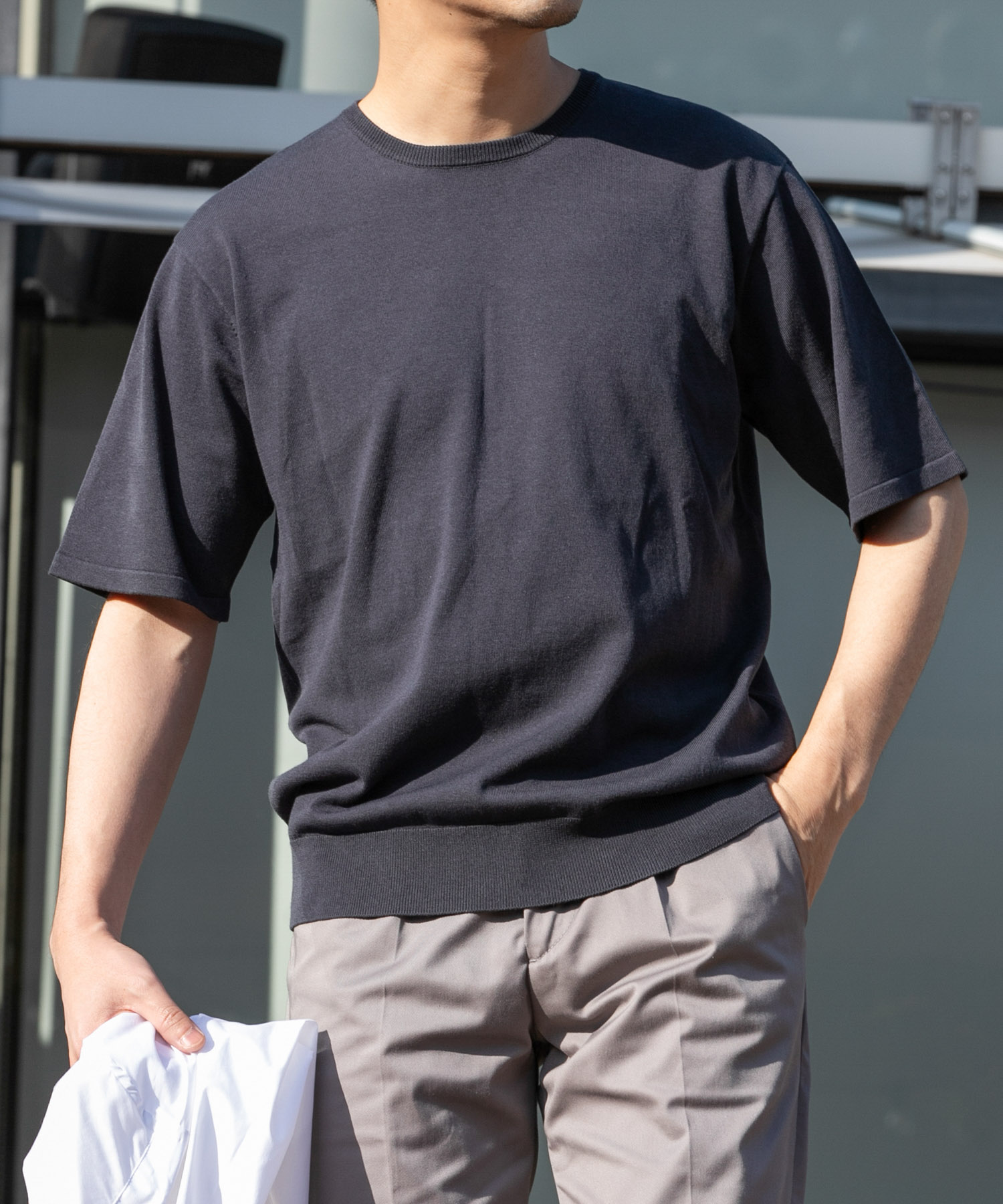 『WEB限定』シルク混クルーネックサマーニット