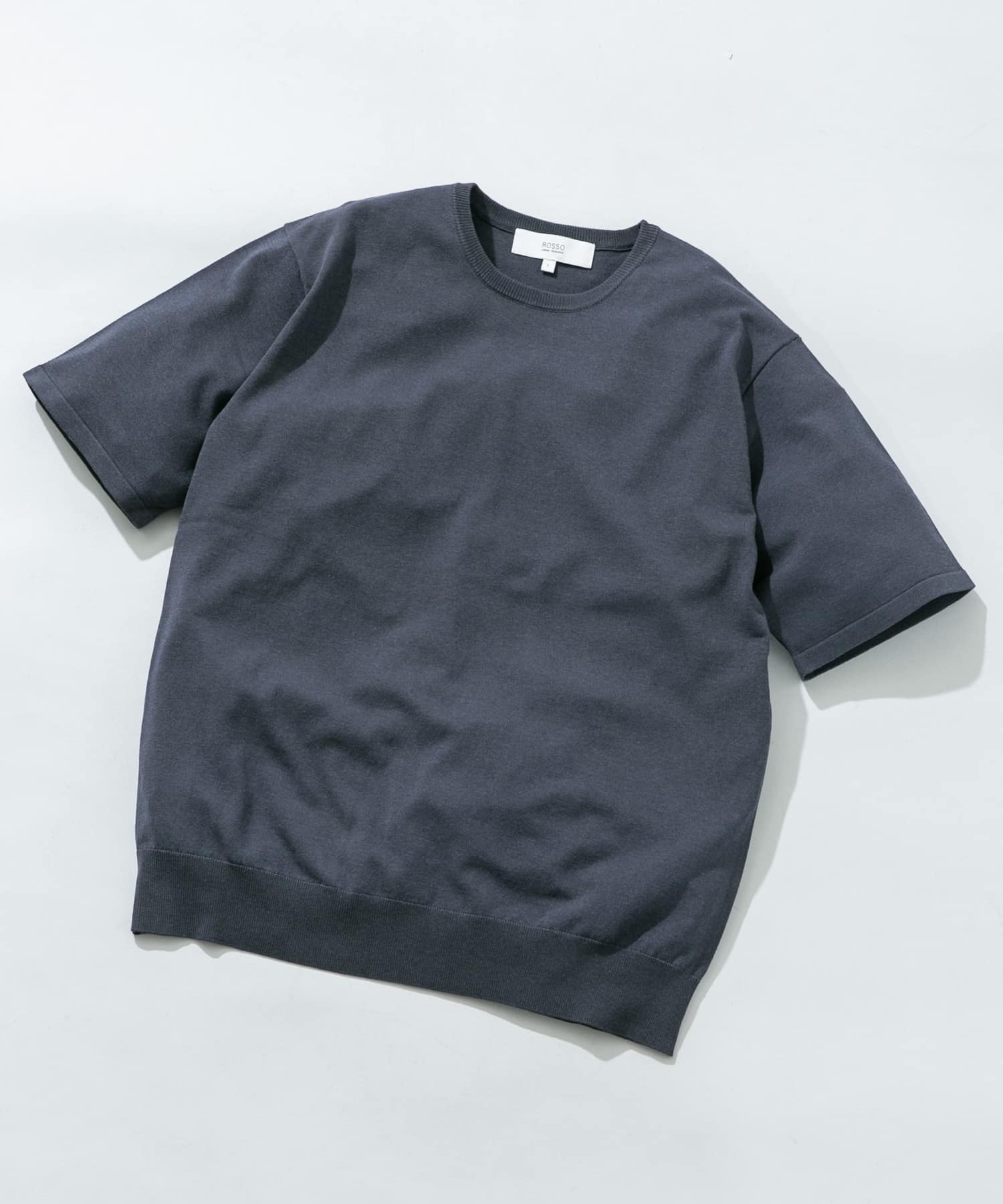 WEB限定』シルク混クルーネックサマーニット(M BLUE GRAY): トップス