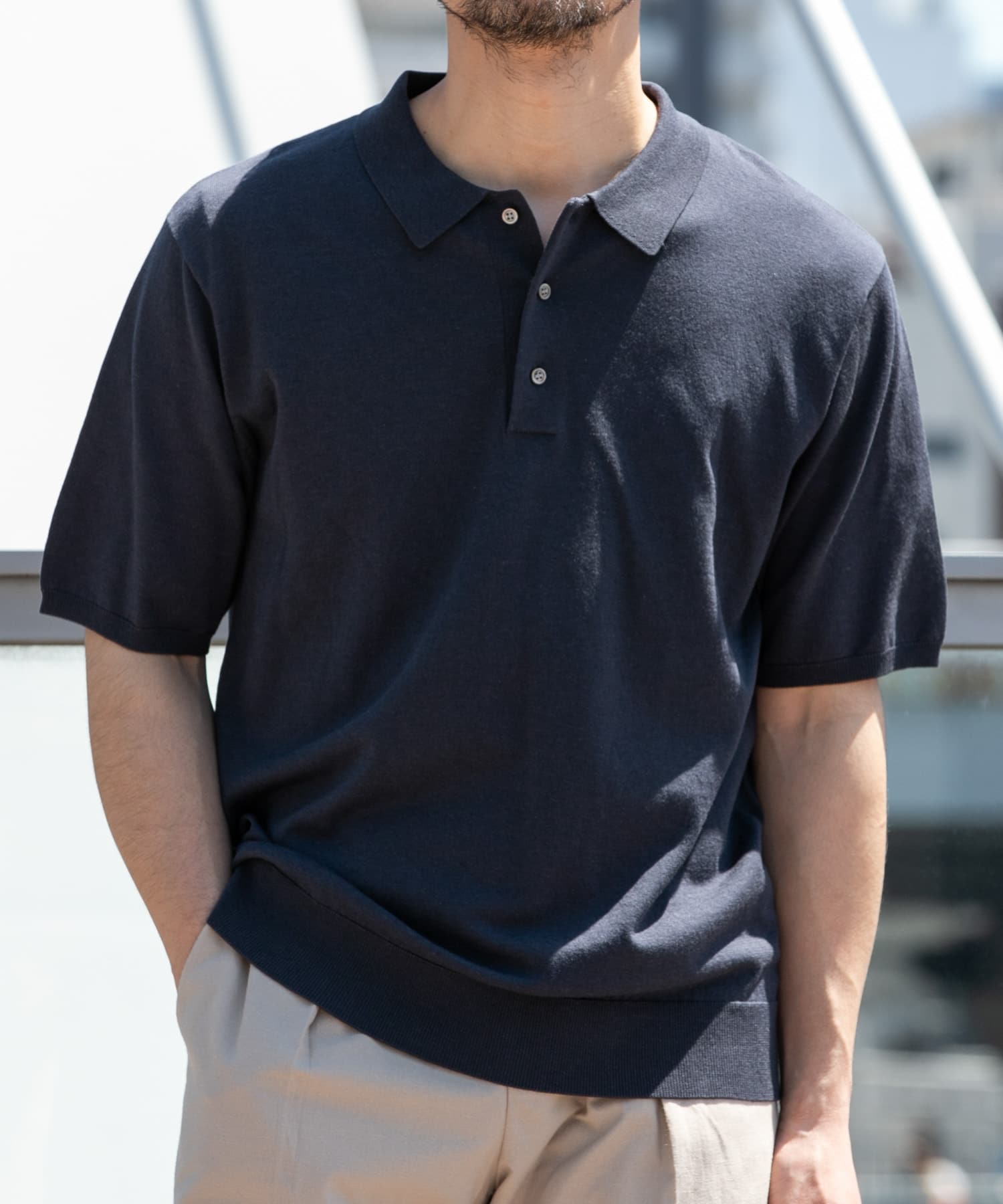 WEB限定』シルク混サマーニットポロシャツ(M BROWN): トップス｜URBAN