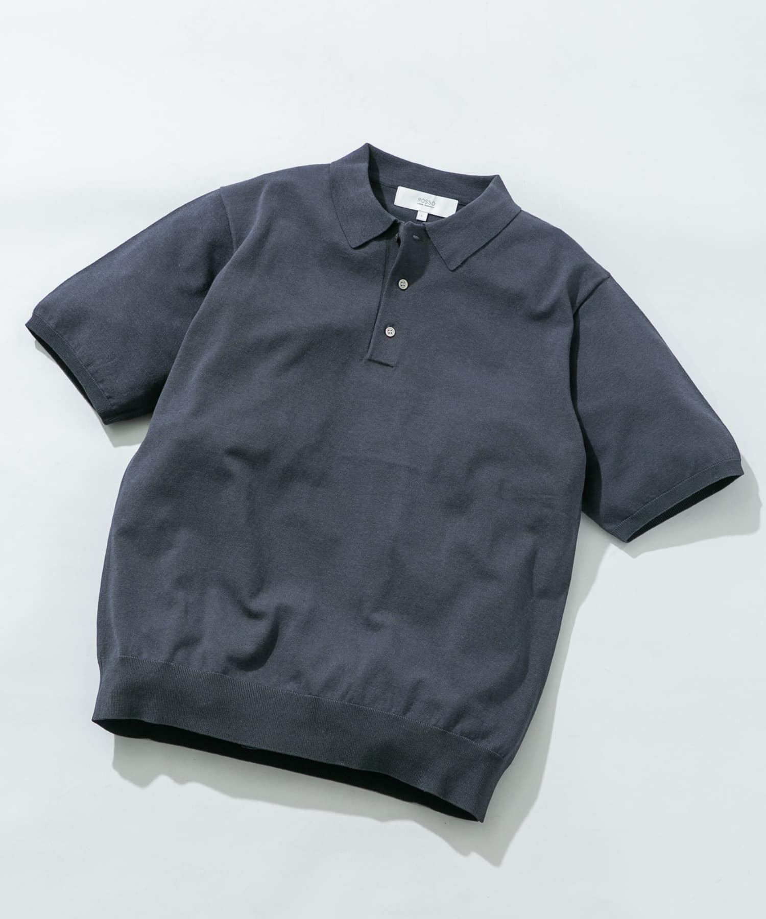 『WEB限定』シルク混サマーニットポロシャツ BLUE GRAY M