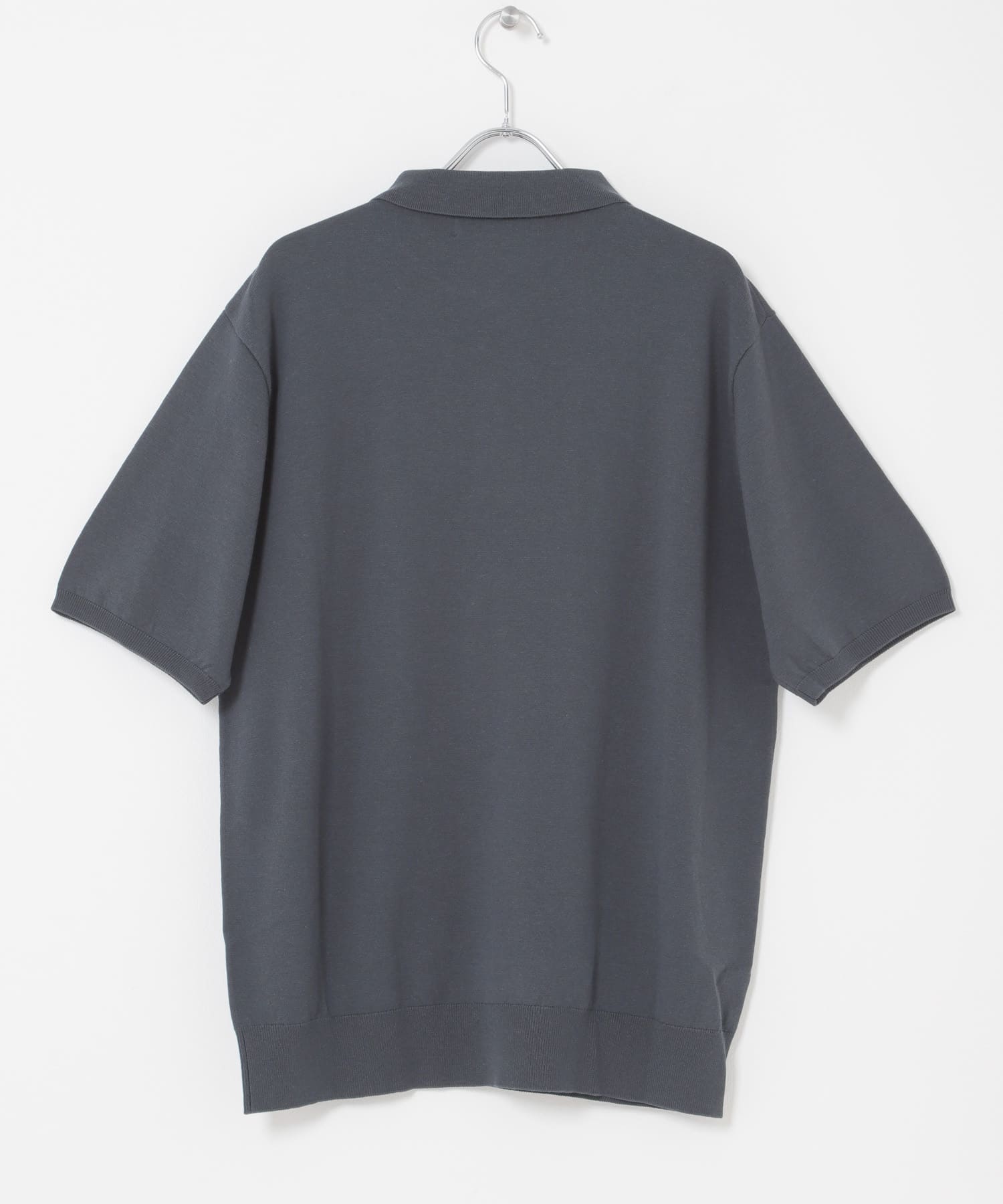 『WEB限定』シルク混サマーニットポロシャツ BLUE GRAY M