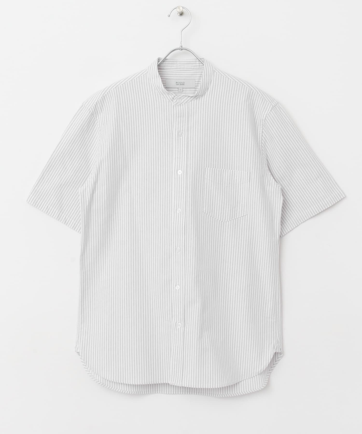 『WEB限定』『抗菌/消臭』『XXLサイズあり』ハイパフォーマンスバンドカラー半袖シャツ GRY STRIPE S