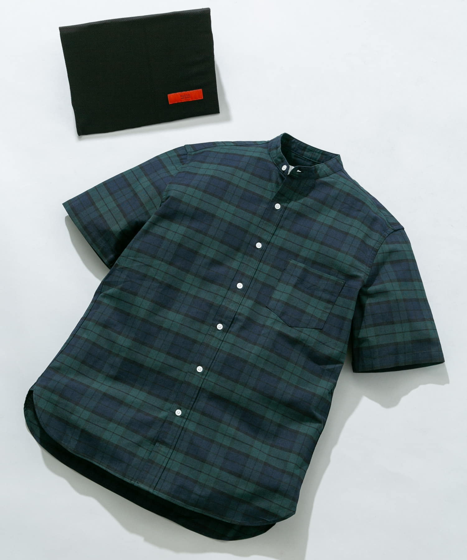 『WEB限定』『抗菌/消臭』『XXLサイズあり』ハイパフォーマンスバンドカラー半袖シャツ BLK WATCH S