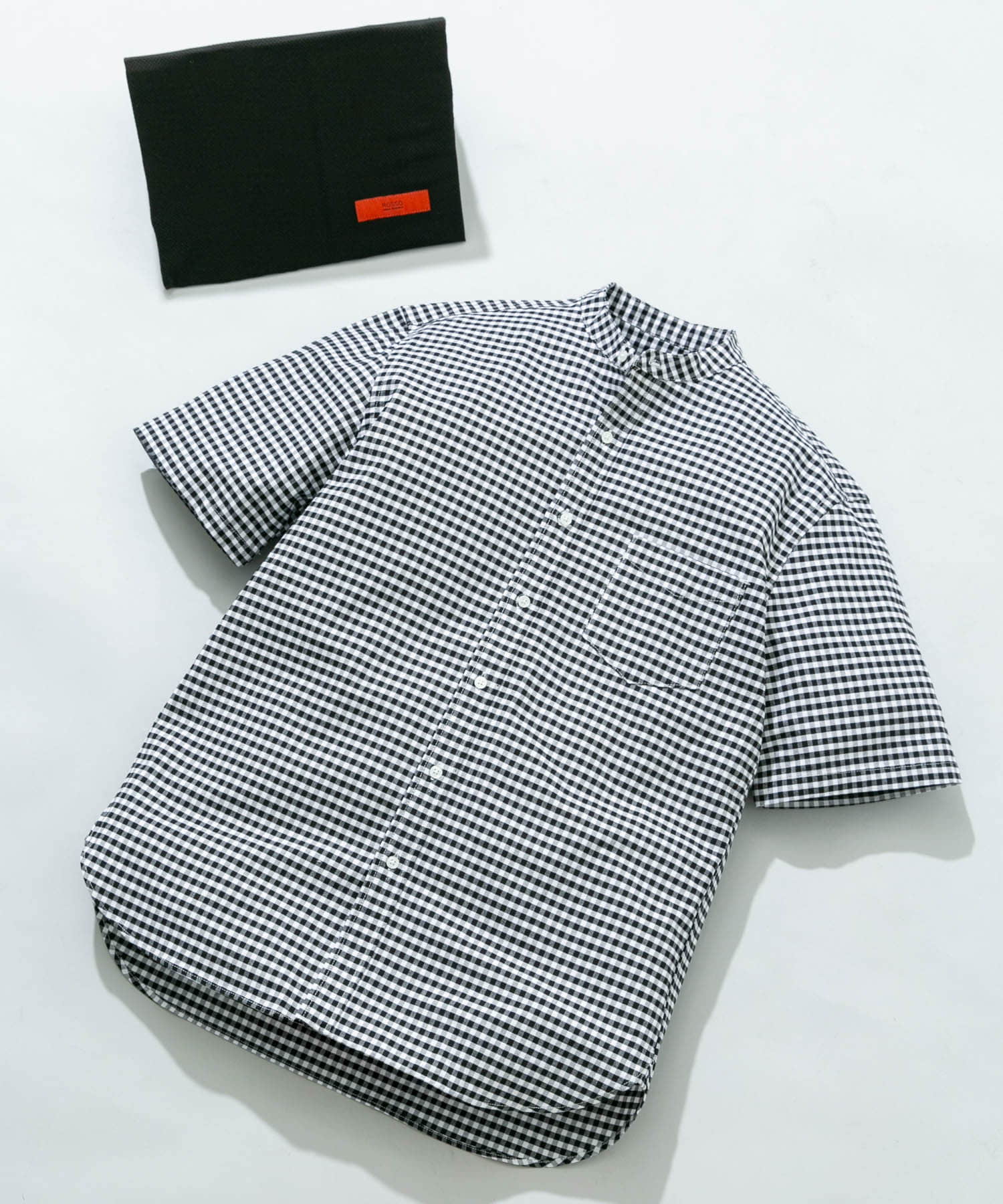 『WEB限定』『抗菌/消臭』『XXLサイズあり』ハイパフォーマンスバンドカラー半袖シャツ BLK CHECK S