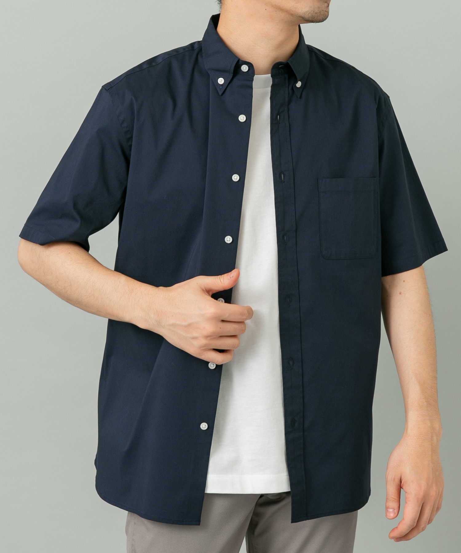 『XLサイズあり』ハイパフォーマンス快適ショートスリーブシャツ NAVY S