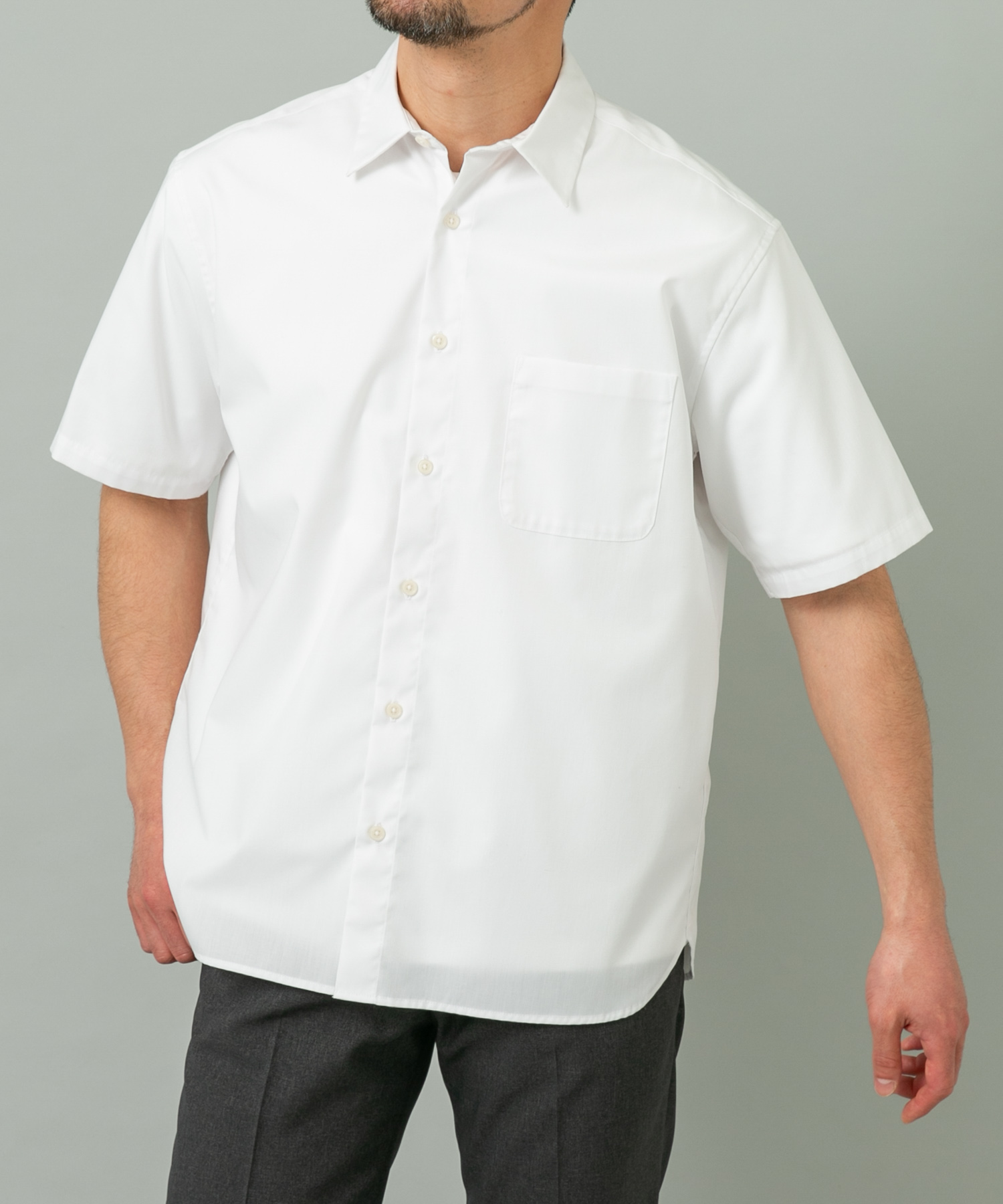 『XLサイズあり』アーバンリラックスブロード半袖シャツ WHITE S