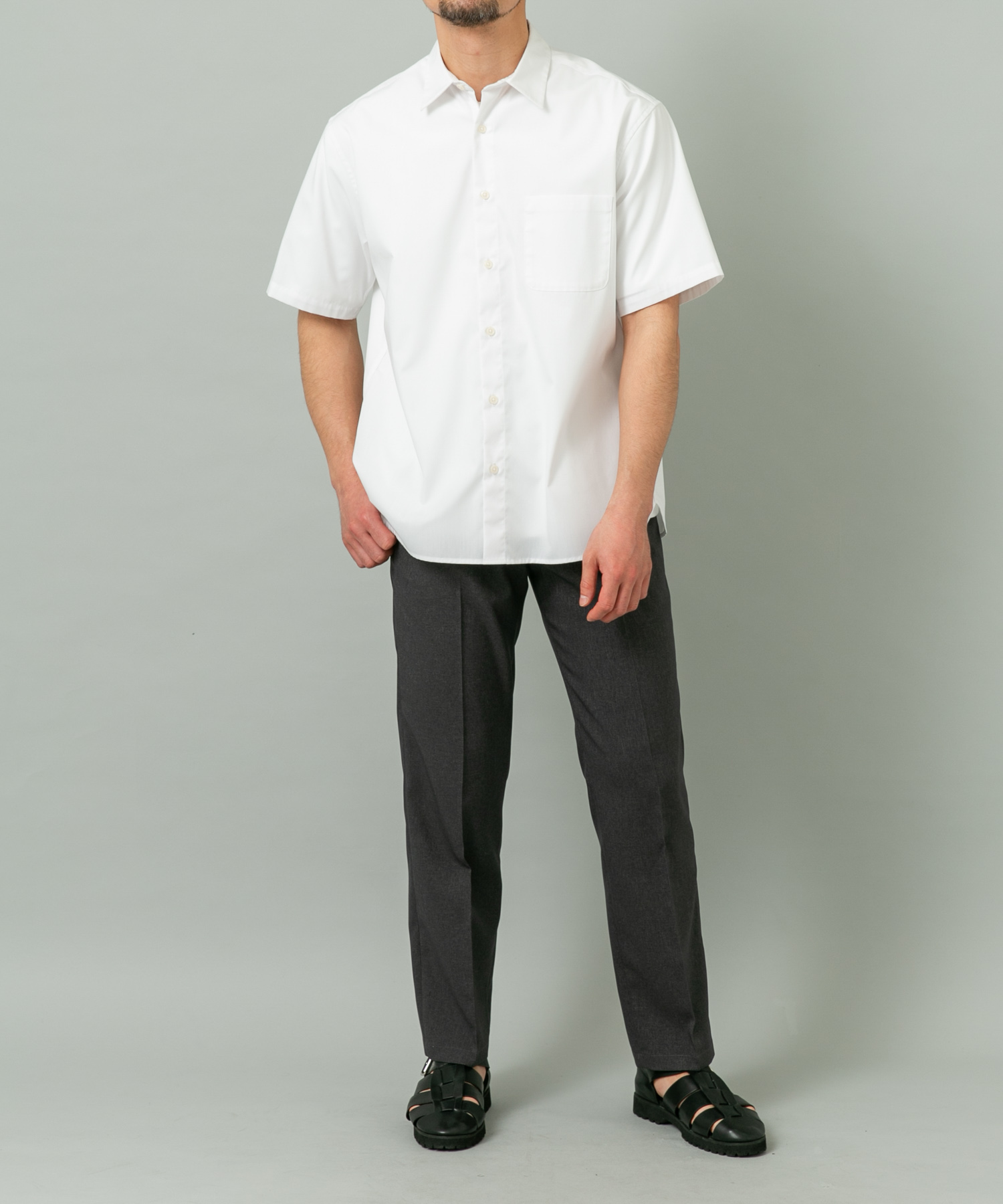 『XLサイズあり』アーバンリラックスブロード半袖シャツ WHITE S