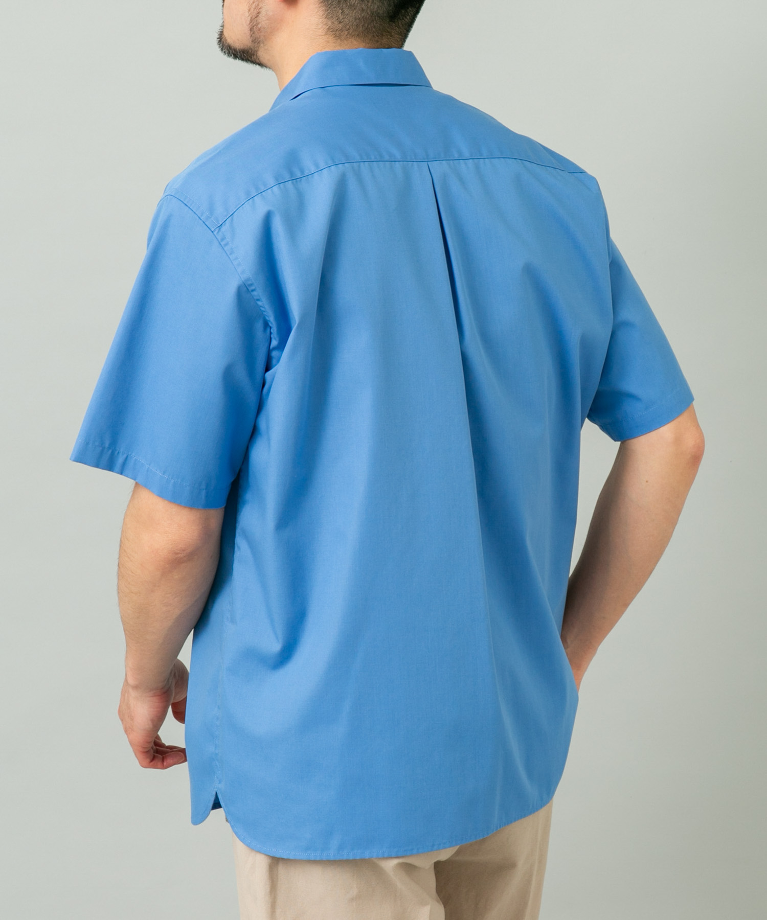 『XLサイズあり』アーバンリラックスブロード半袖シャツ BLUE S